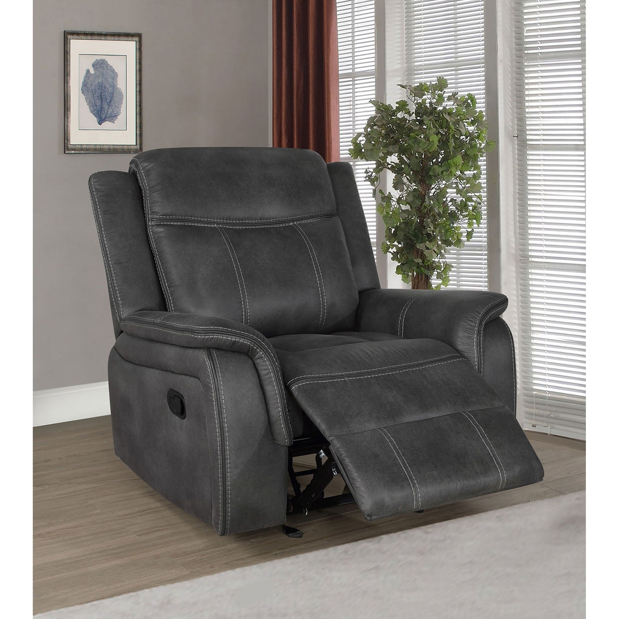 Franklin - Upholstered Padded Arm Glider Recliner - Charcoal by Unique Piece Furniture
