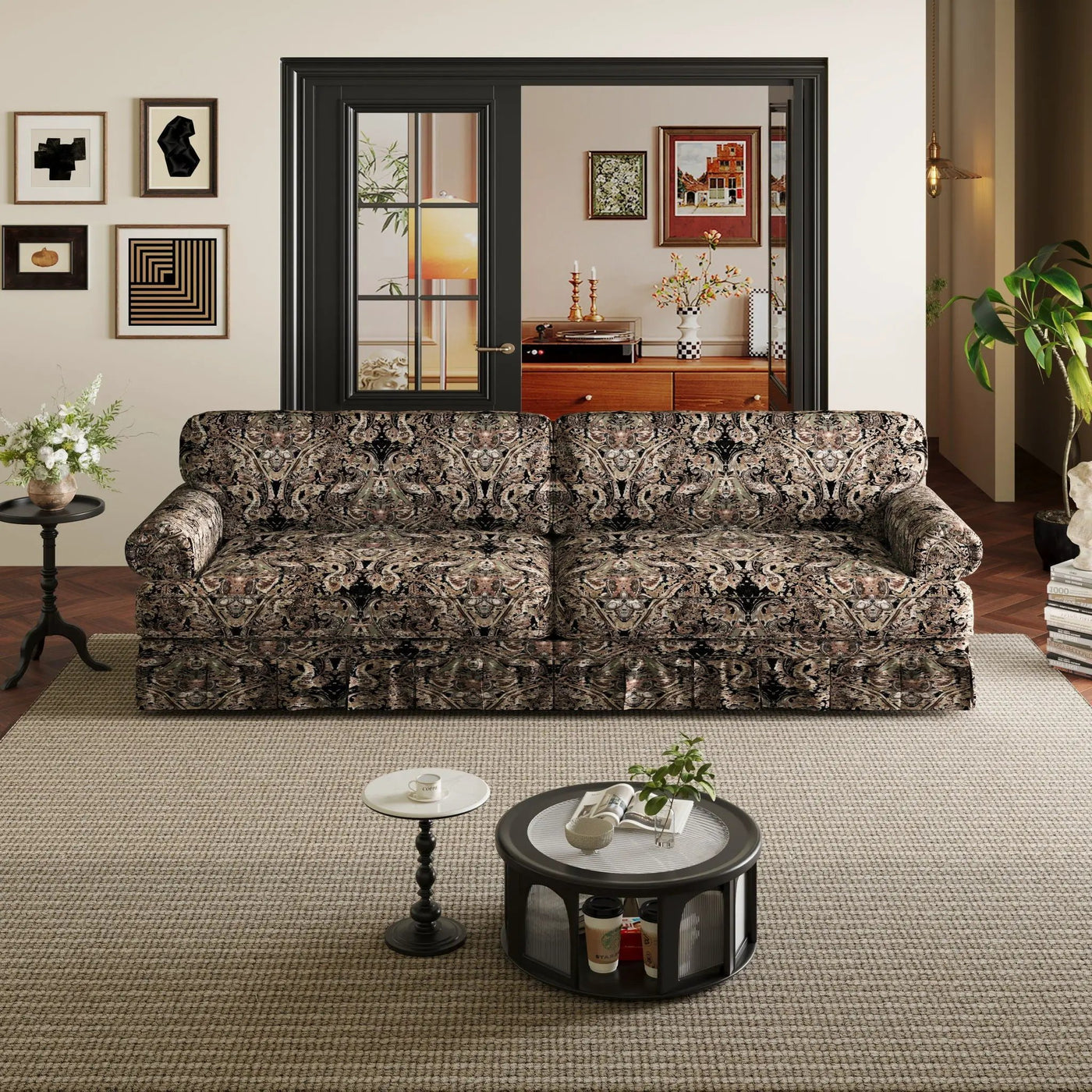 Luxuriously Comfortable Cloud Couch With Elegant Rolled Arms & Pleated Skirt Design by HouseOfZazla