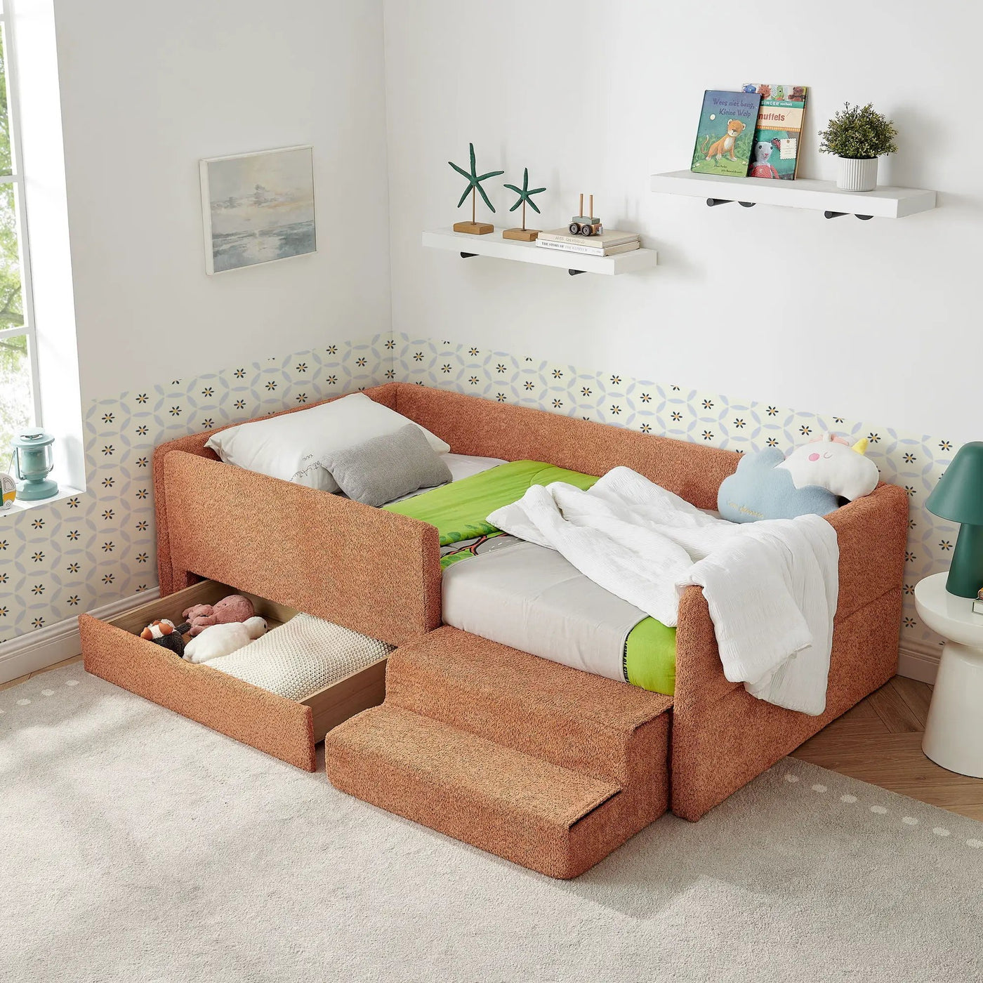 Safe Kids Bed With Guardrails And Storage by Unique Piece Furniture