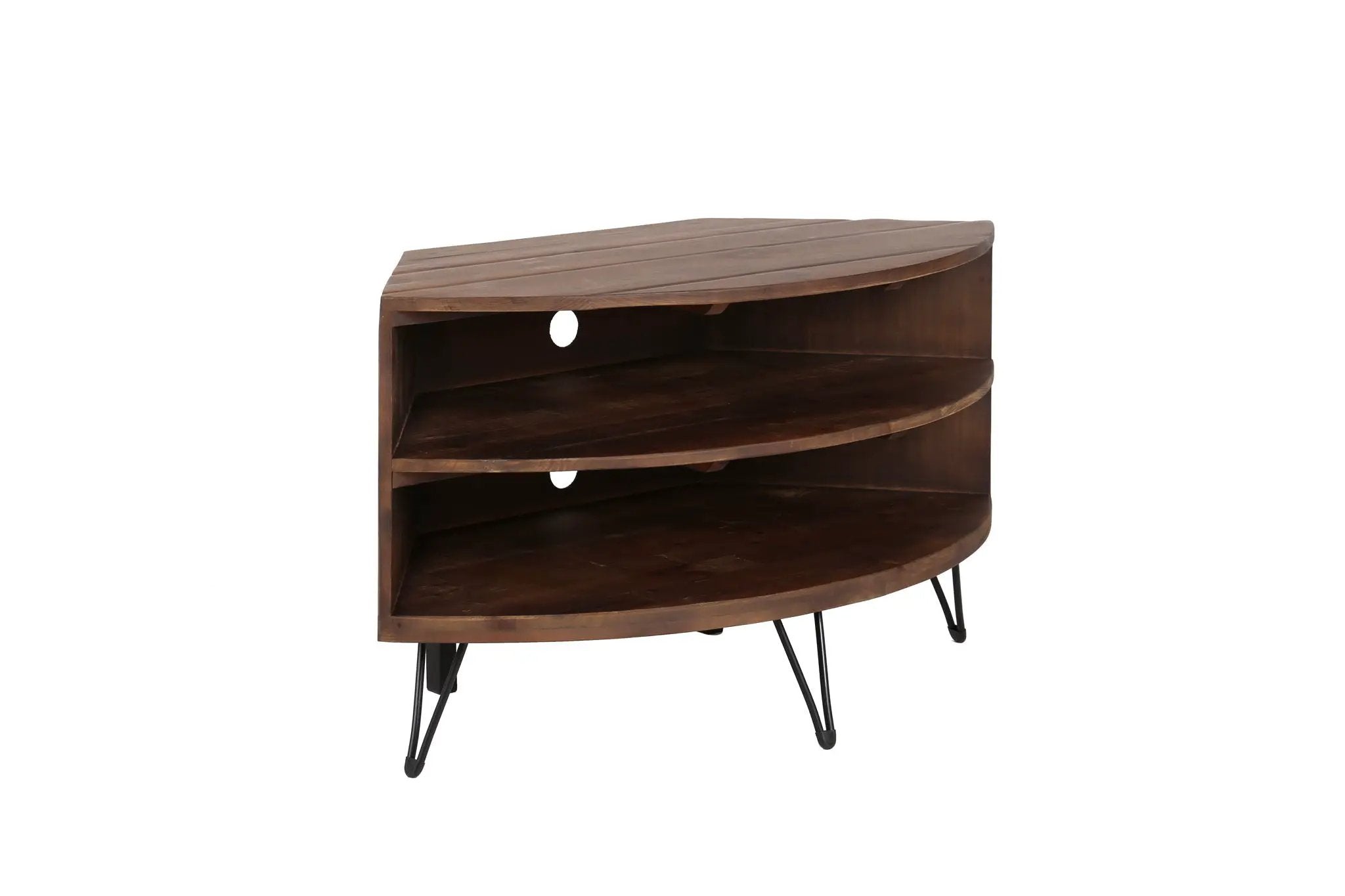 Fan Shape Reclaimed Wood Corner Media Table For Living Room Wise Use Your Space - Natural by HouseOfZazla