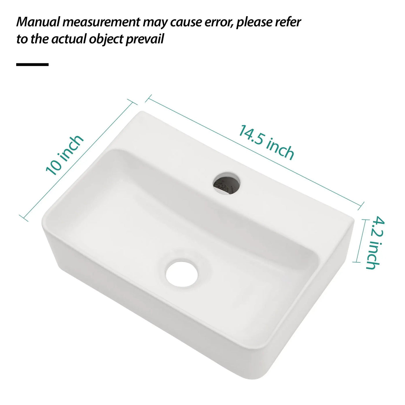Ceramic Rectangle Wall Mount Bathroom Sink With Single Faucet Hole by HouseOfZazla