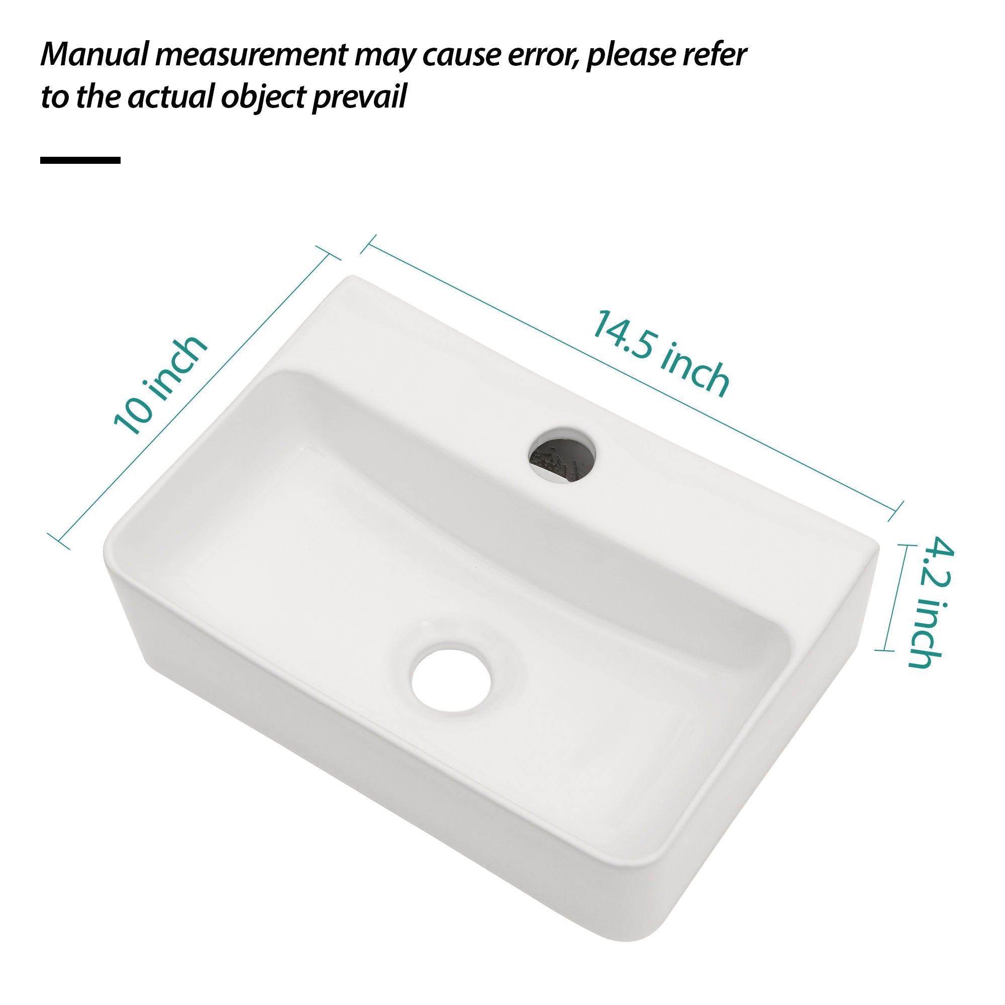 Ceramic Rectangle Wall Mount Bathroom Sink With Single Faucet Hole by HouseOfZazla