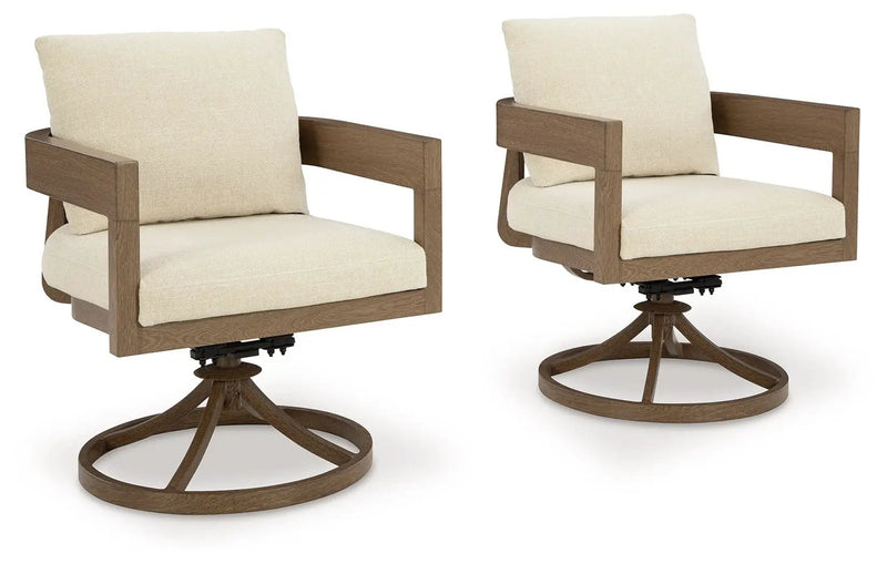 Serene Bay - Swivel Chair With Cushion (Set of 2) - Dark Brown / White by Unique Piece Furniture