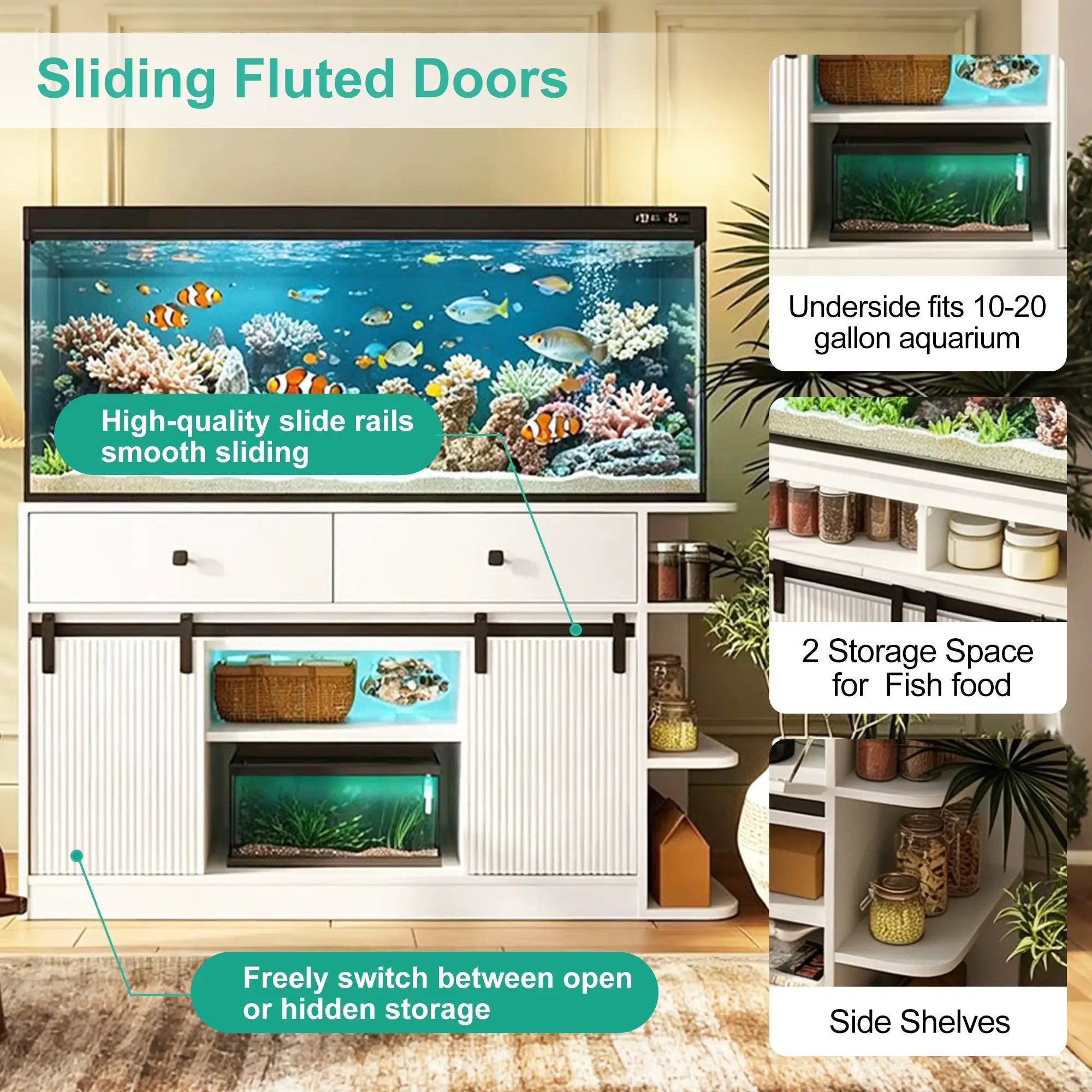 75 Gallon Fish Tank Stand with LED Light & Power Outlets by HouseOfZazla