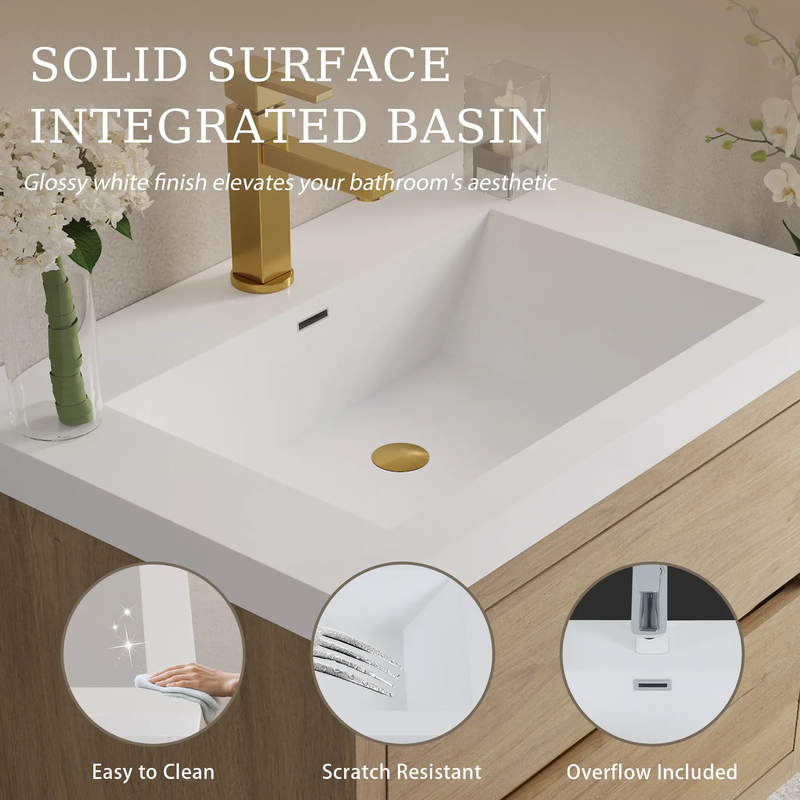 30" Wall-Mounted Bathroom Vanity with Sink, Floating Storage Cabinet by HouseOfZazla
