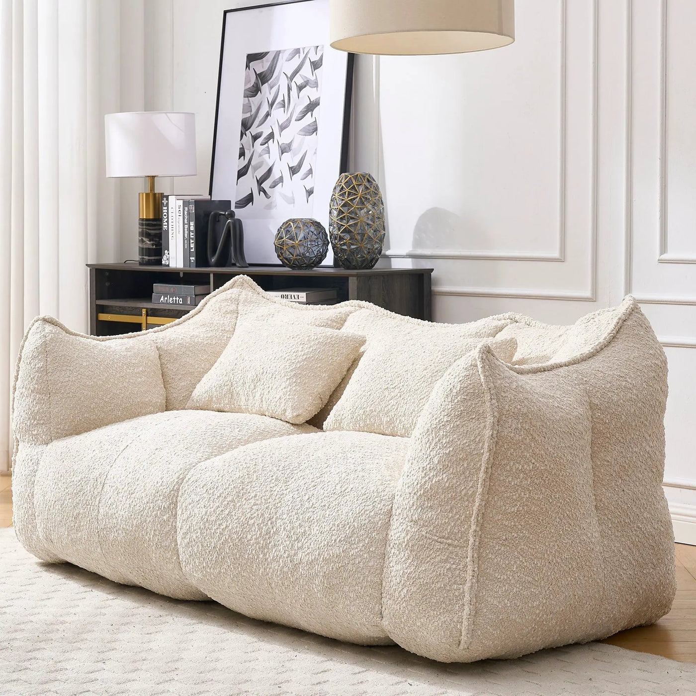 Comfortable Dual Beanbag Chair With High Resilience Foam Core For 2 People by Unique Piece Furniture