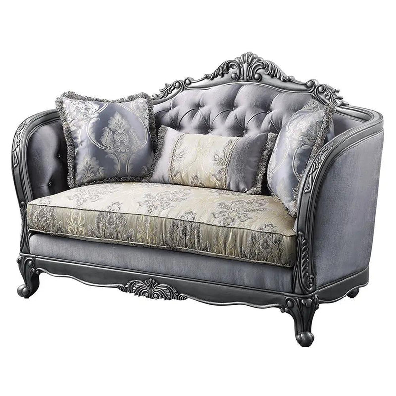 Ariadne - Loveseat With 3 Pillows - Fabric & Platinum by Unique Piece Furniture