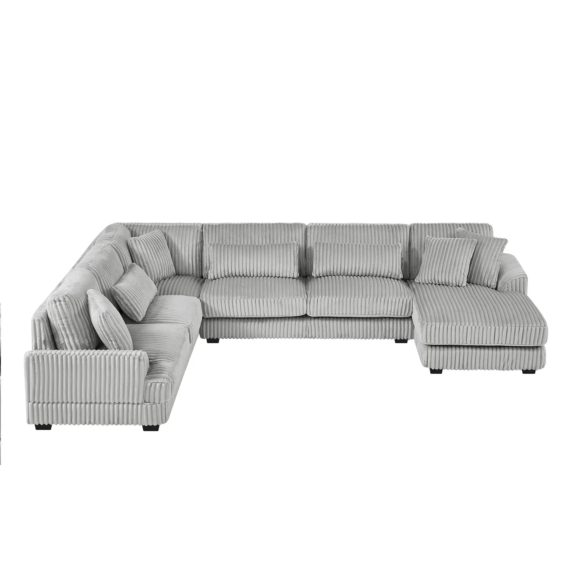 U - Shaped Sectional Sofa With Chaise Lounge, Oversized Living Room Sofa - Gray by HouseOfZazla