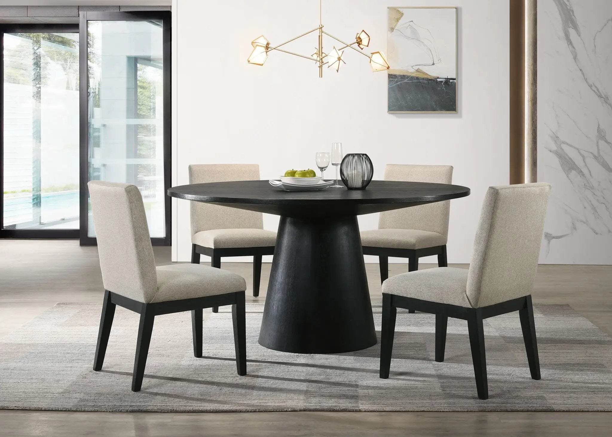 Jasper - Wide Contemporary Round Dining Table Set by Unique Piece Furniture