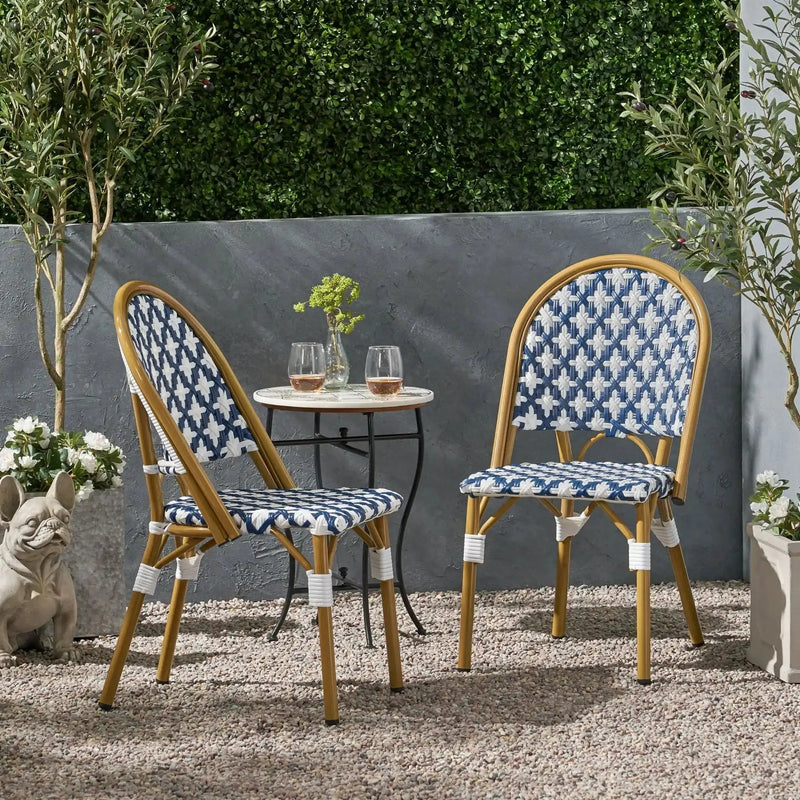 Chic French Bistro Chair With Durable Rattan And Aluminum Frame by HouseOfZazla