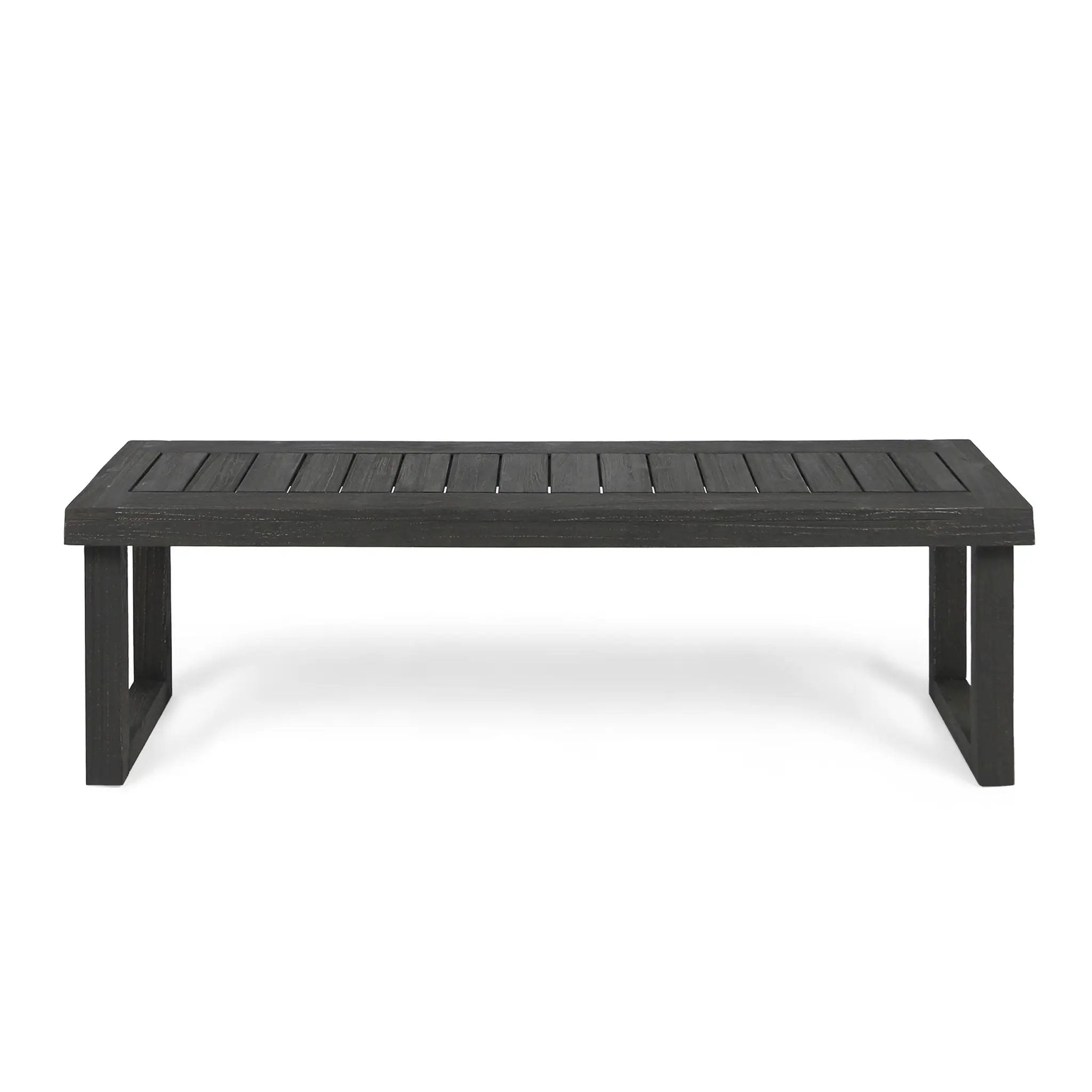 Realm - Outdoor Bench With Slat Panel Top And Base - Dark Gray by HouseOfZazla