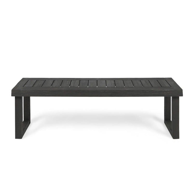 Realm - Outdoor Bench With Slat Panel Top And Base - Dark Gray by HouseOfZazla