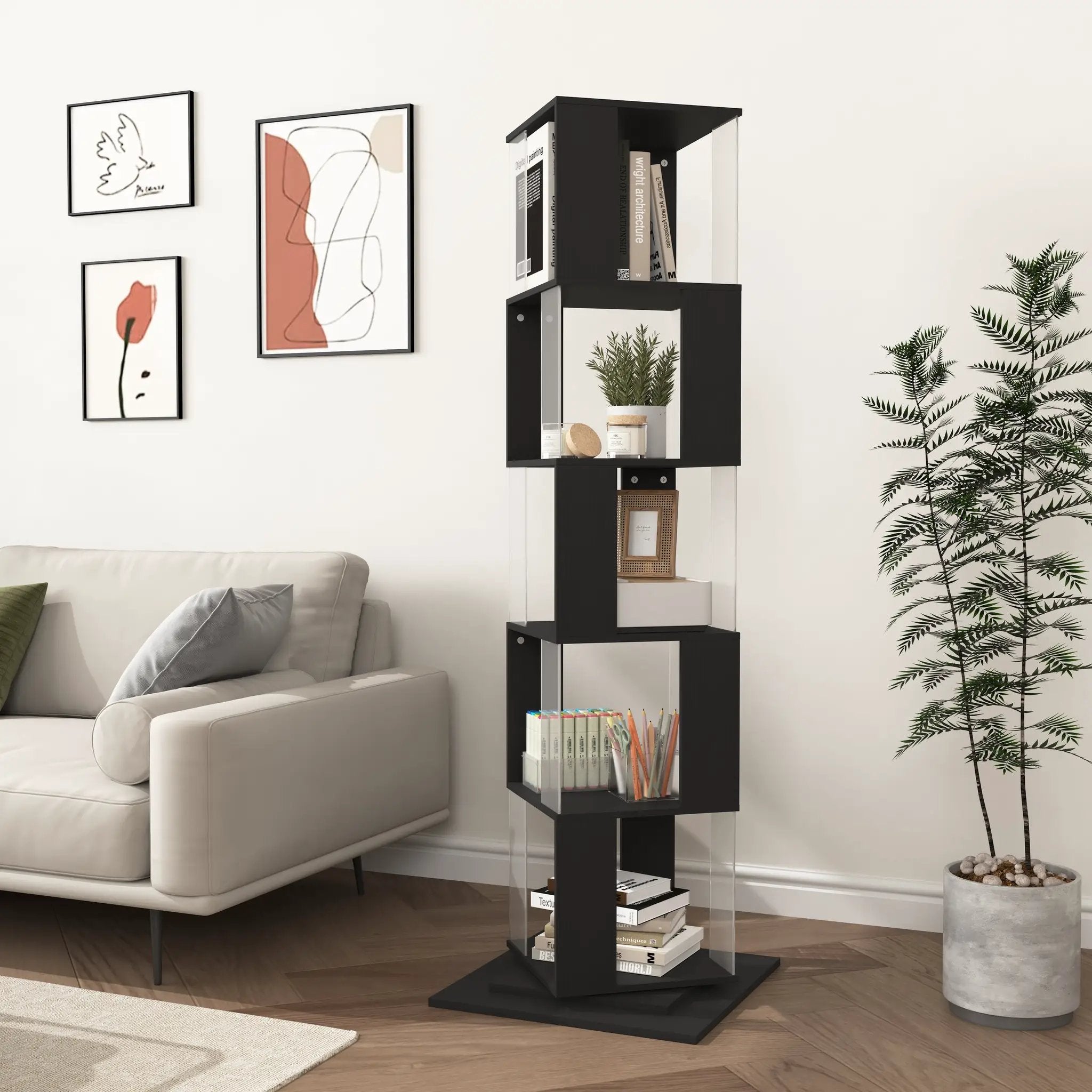 360° Rotating Bookshelf with Acrylic Plate by HouseOfZazla