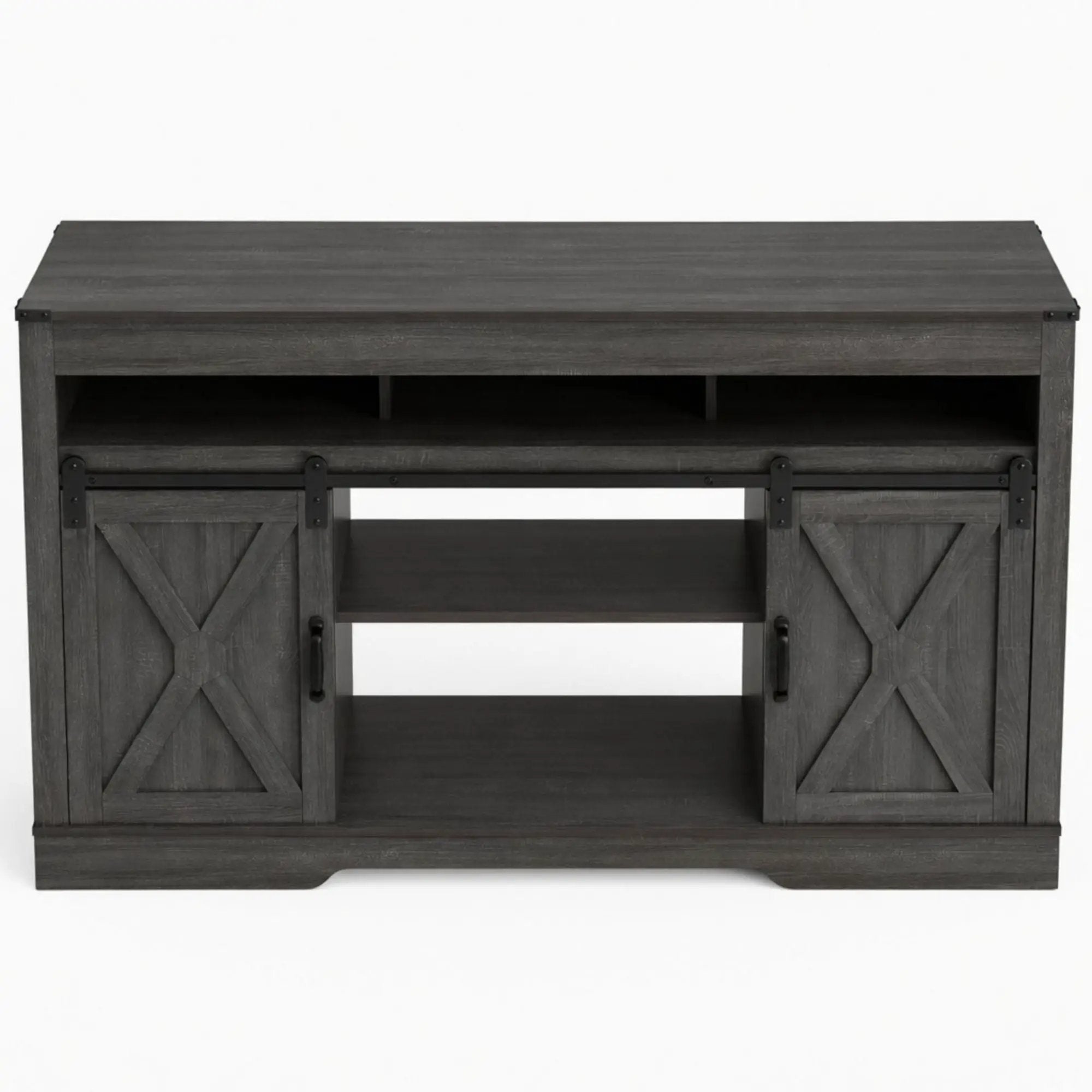 Farmhouse TV Stand With Sliding Barn Doors & Adjustable Storage by HouseOfZazla