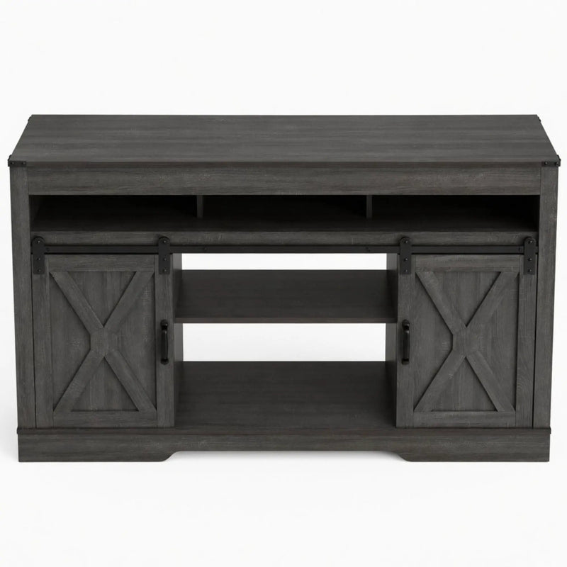 Farmhouse TV Stand With Sliding Barn Doors & Adjustable Storage by HouseOfZazla