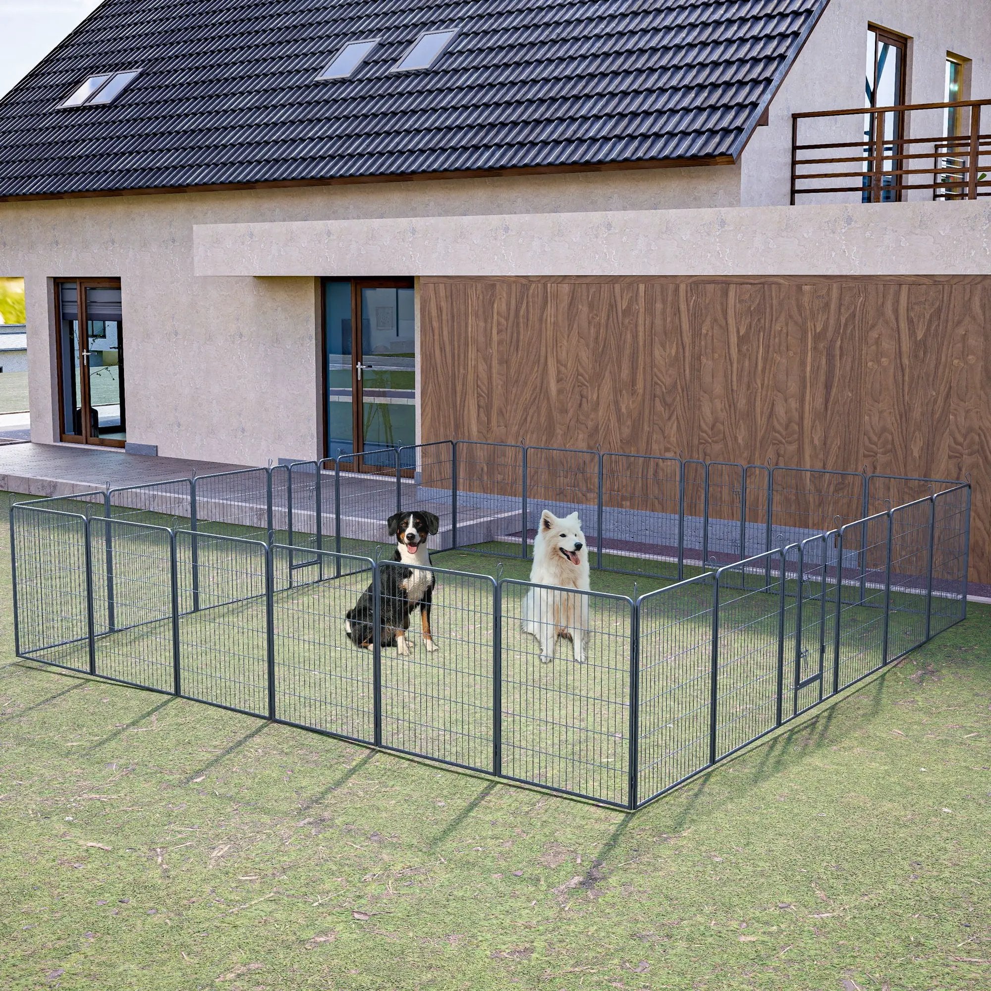 Dog Pens Outdoor Height Foldable Panels Heavy Duty Metal Portable Dog Playpen Indoor Anti Rust Exercise Dog Fence With Doors For Pets Play Pen For RV Camping Yard by HouseOfZazla