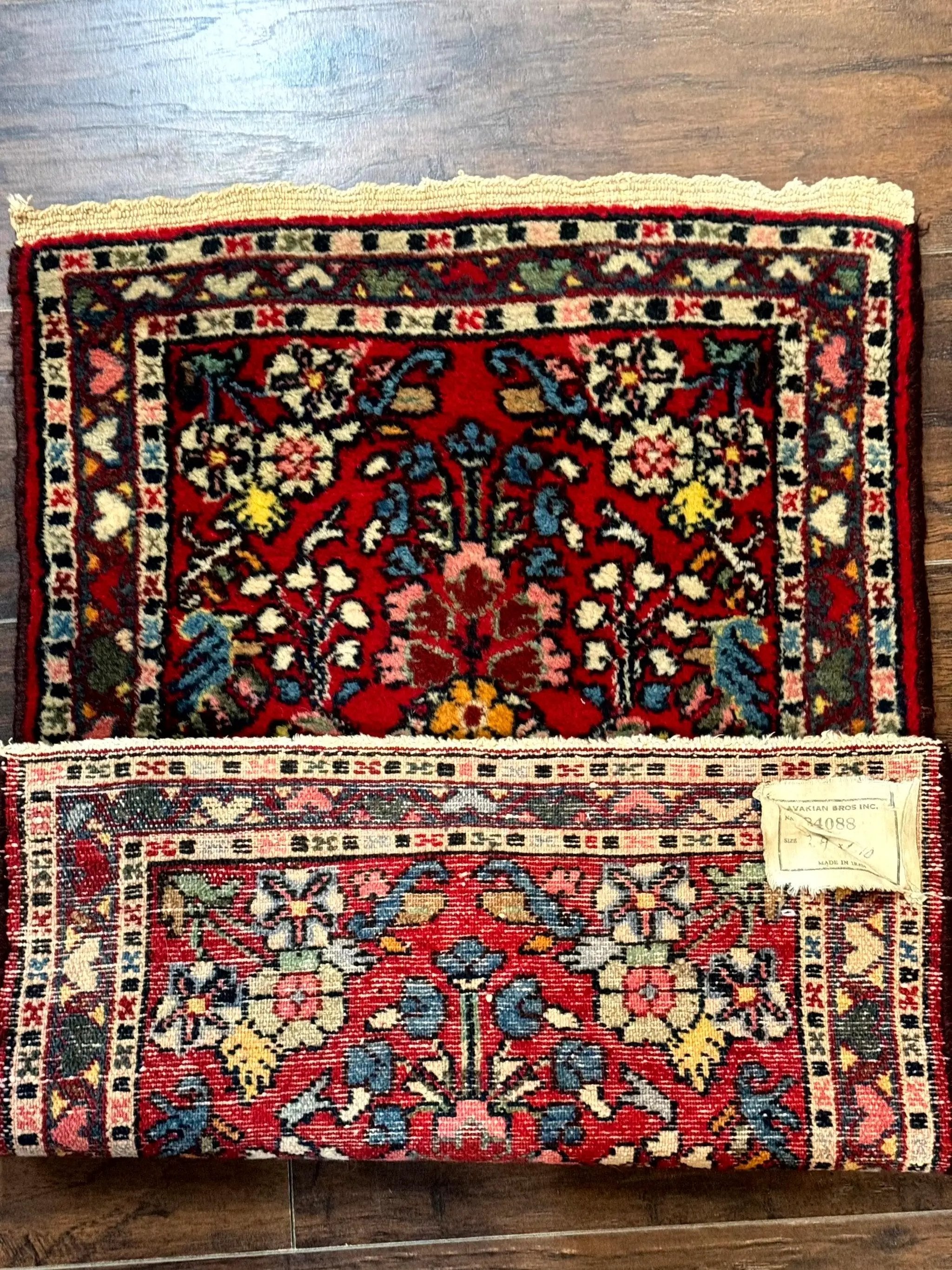 Small Persian Tribal Rug 2x3, Red Colorful Small Hamadan Carpet, Antique Persian Rug by Jewel Rugs