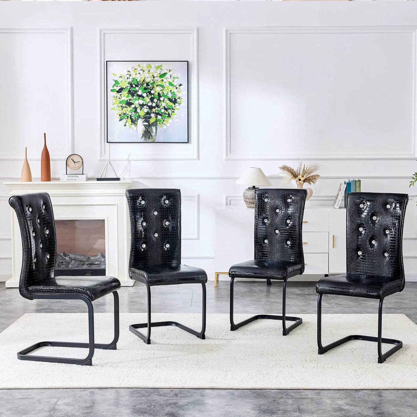 Alligator Skin Upholstered Dining Chairs by Unique Piece Furniture