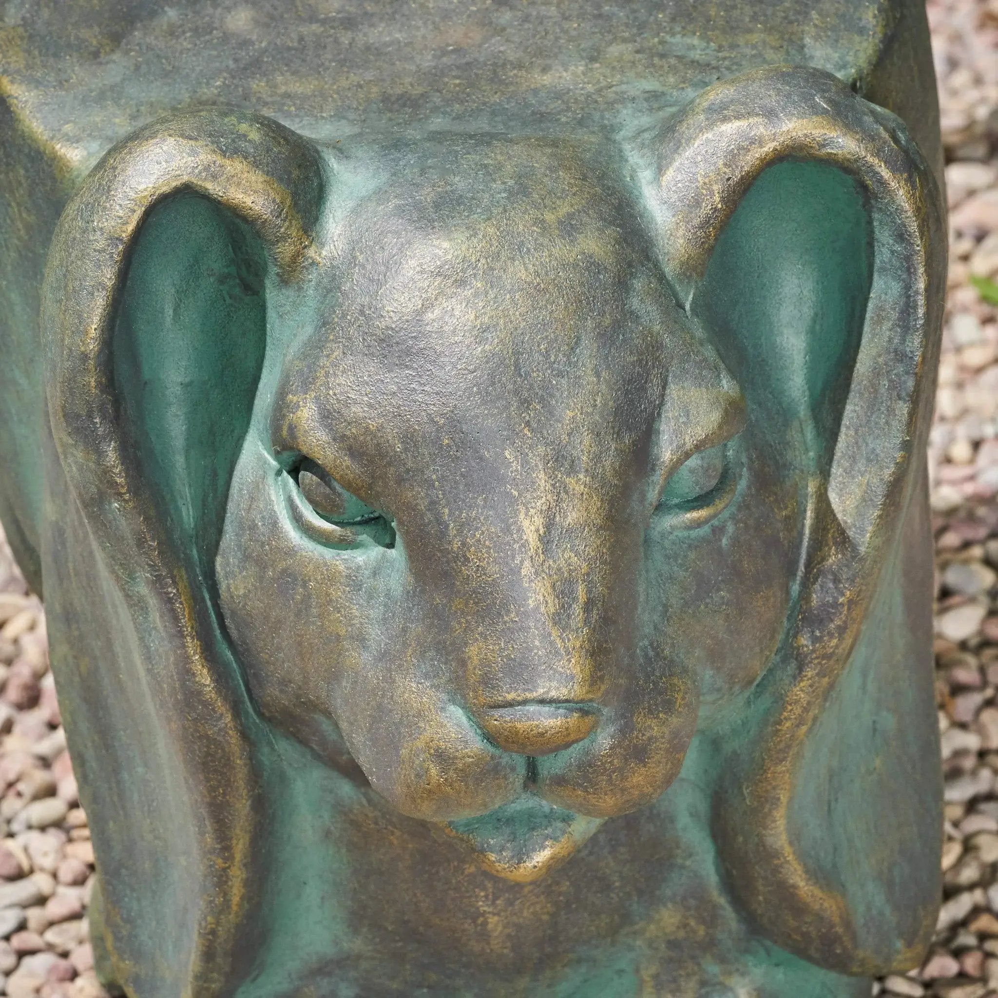 13inch High Rabbit Garden Stool, Lightweight Concrete, Gold Patina Finish, No Assembly Required by HouseOfZazla