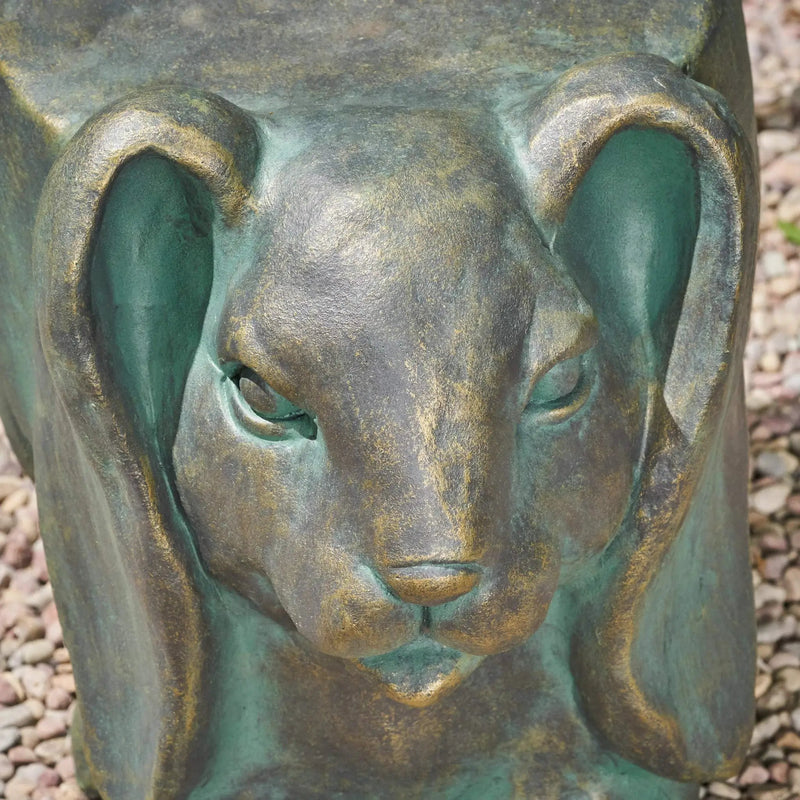 13inch High Rabbit Garden Stool, Lightweight Concrete, Gold Patina Finish, No Assembly Required by HouseOfZazla