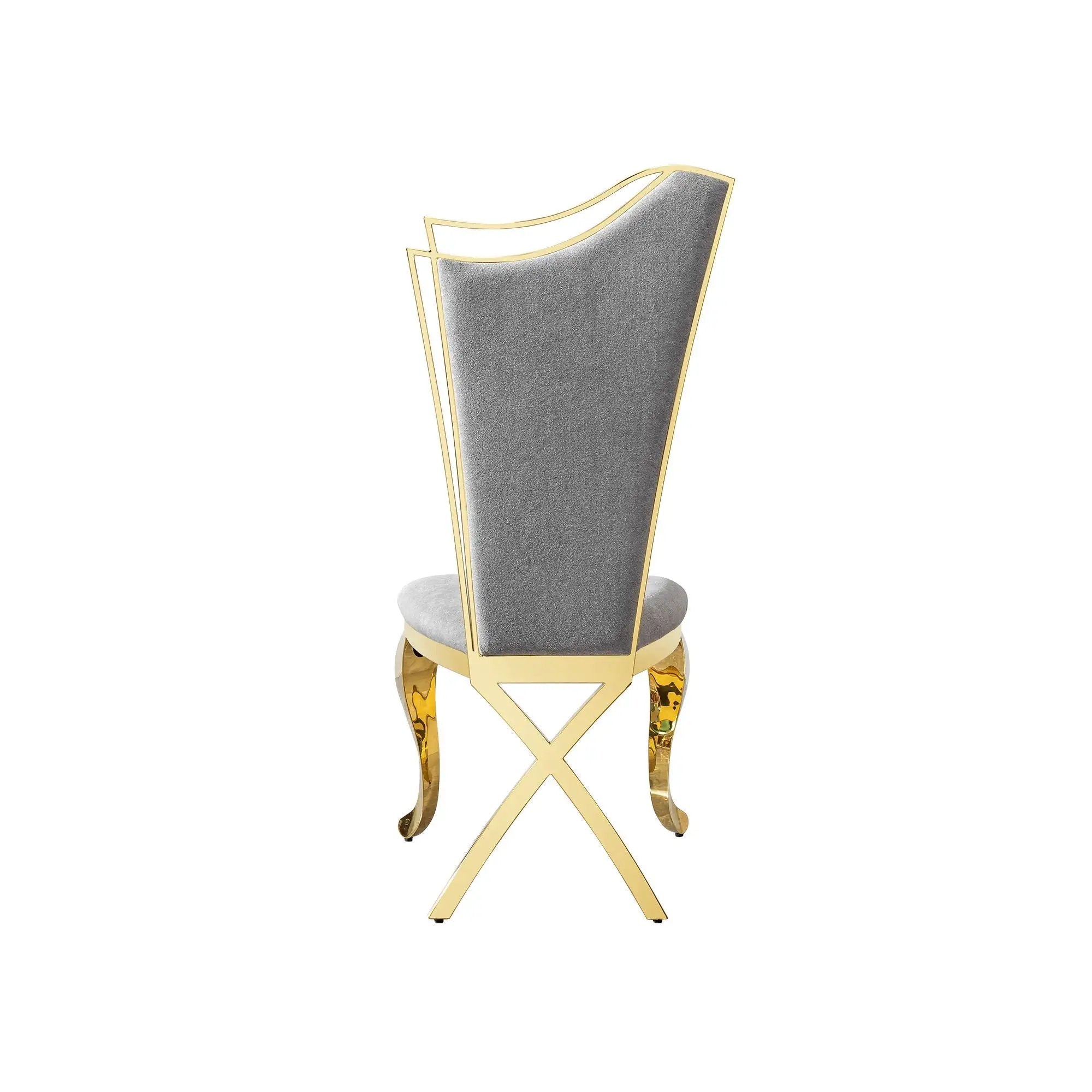 Gorgeous Streamlined High Back Fabric Stainless Steel Dining Chair (Set of 2) - Gold / Gray by HouseOfZazla