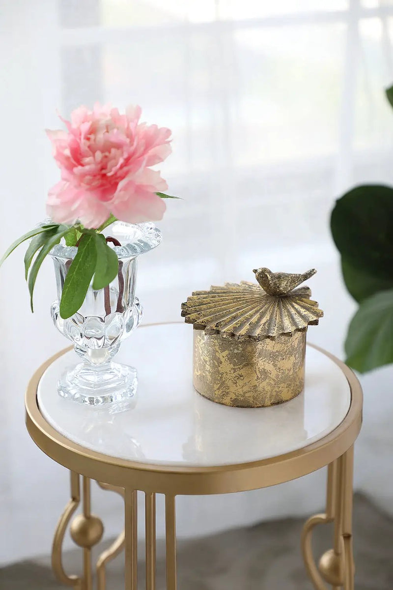 5.1x4.9x3.9' Circular Trinket Box With Bird by HouseOfZazla