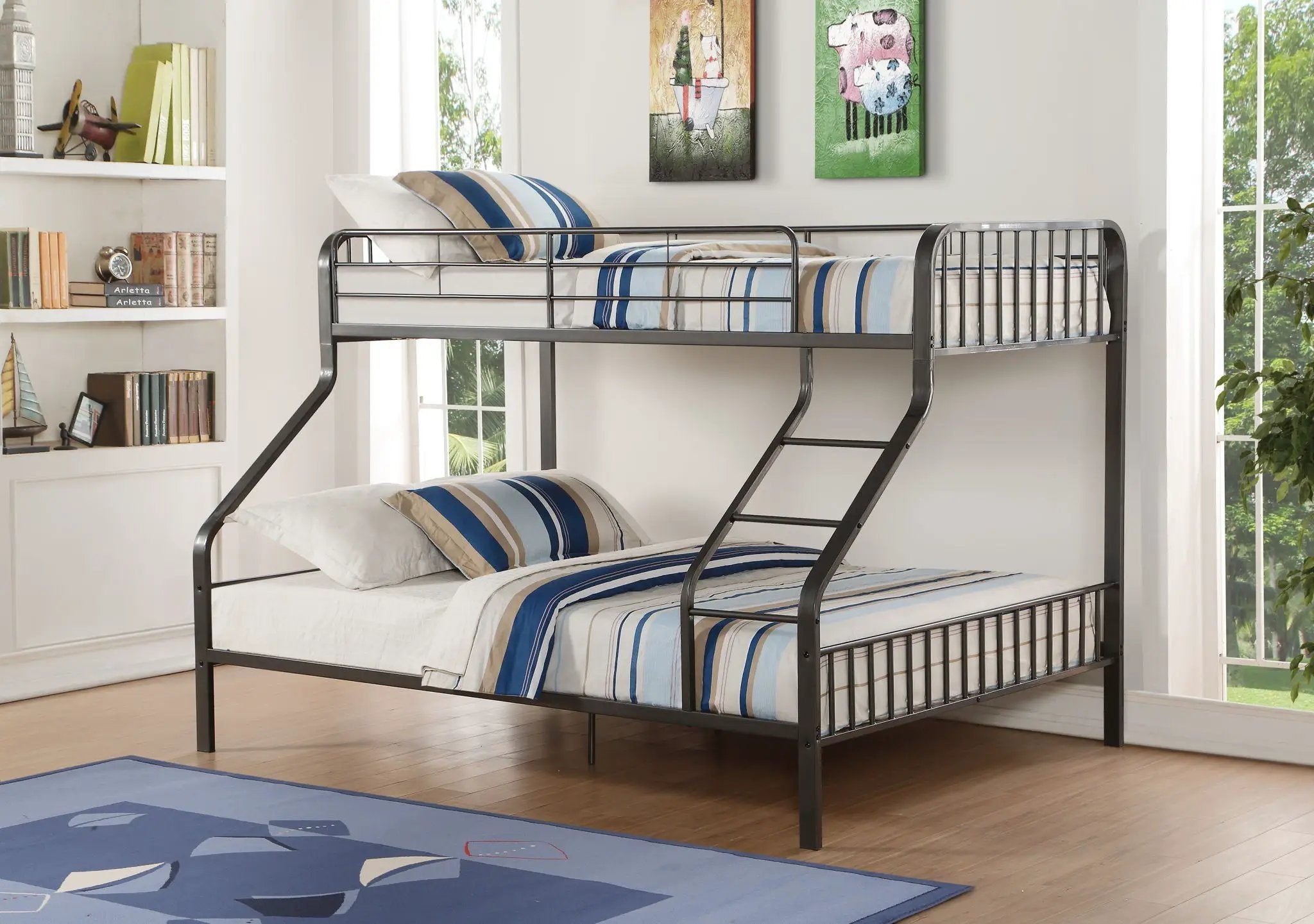 Caius - Twin Long Queen Bunk Bed - Gun by Unique Piece Furniture
