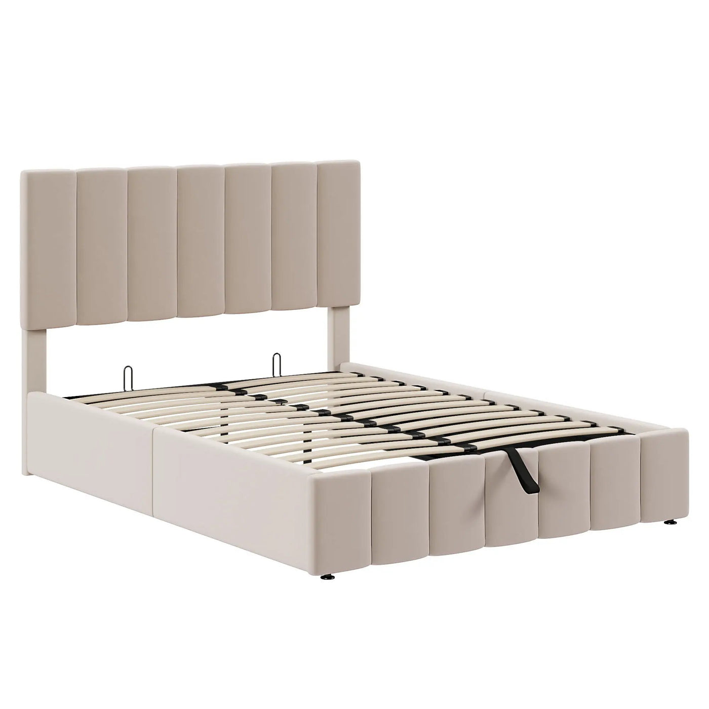 Elegant Upholstered Platform Bed With Hydraulic Storage System by Unique Piece Furniture