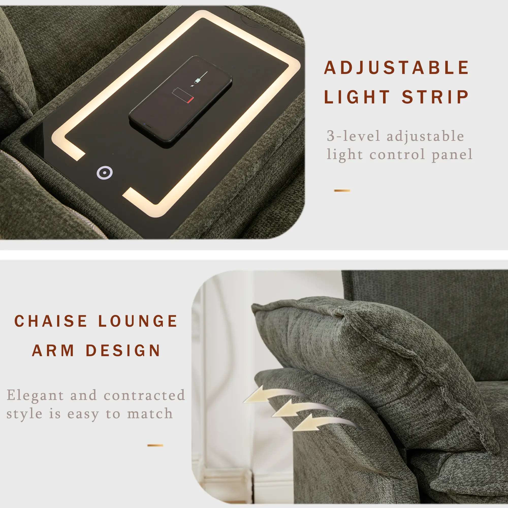 U Shaped Modular Sectional Sofa with Storage Console & Bluetooth Speakers by HouseOfZazla