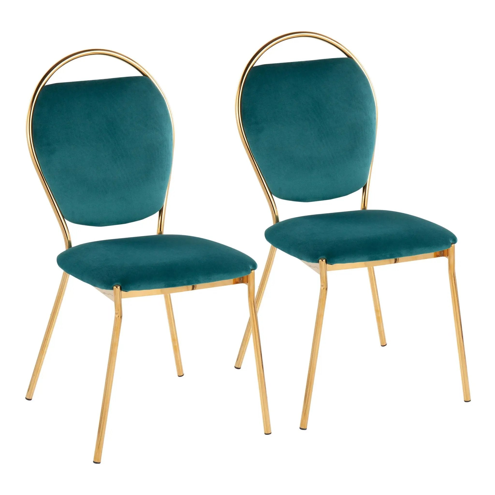 Keyhole - Contemporay / Glam Dining Chair (Set of 2) - Gold / Green by Unique Piece Furniture