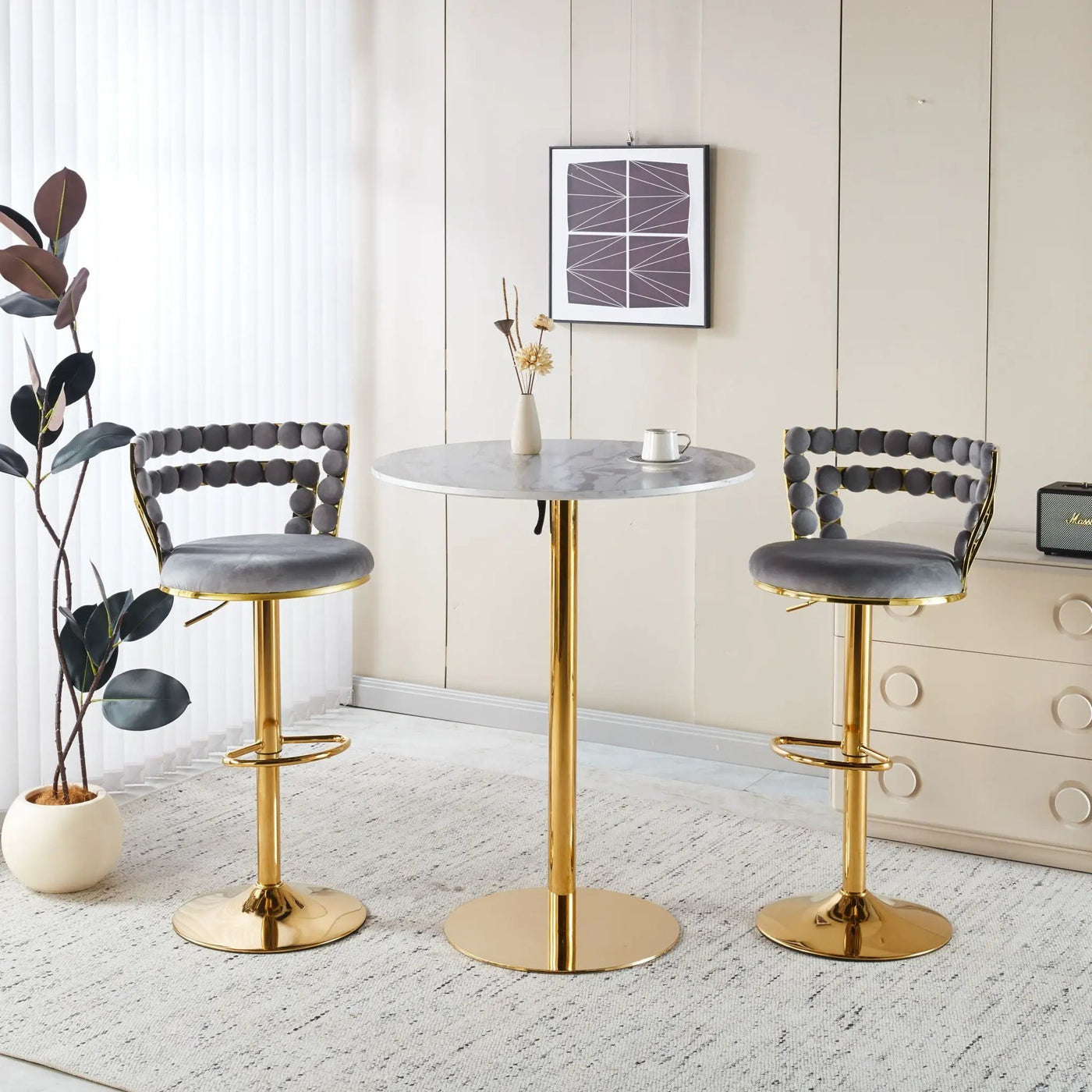 Modern Bar Chair With Iron Tube Legs, Soft Cushions And Comfortable Backrest (Set of 2) by HouseOfZazla