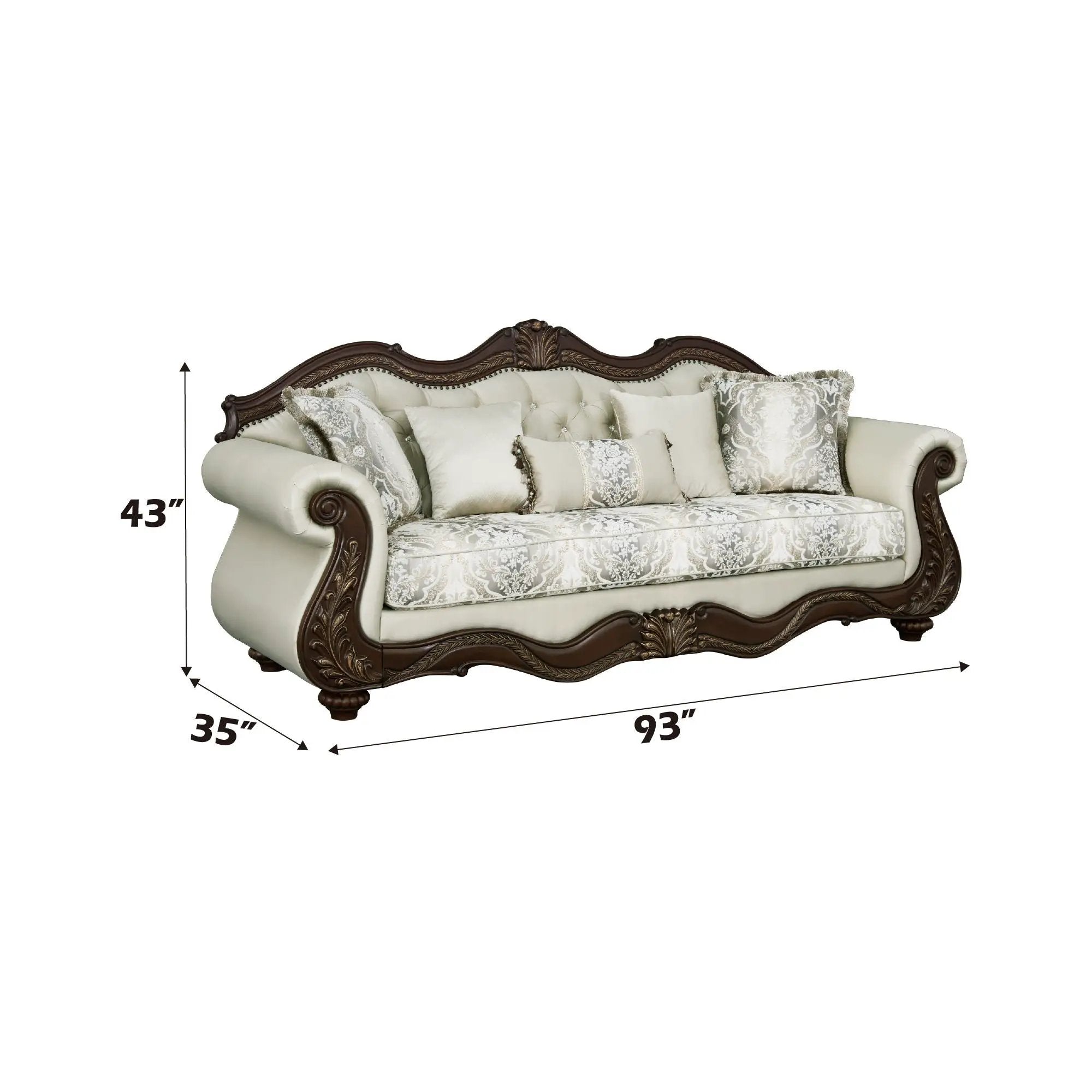 Pierce Sofa With 5 Pillows - Beige / Cherry by HouseOfZazla