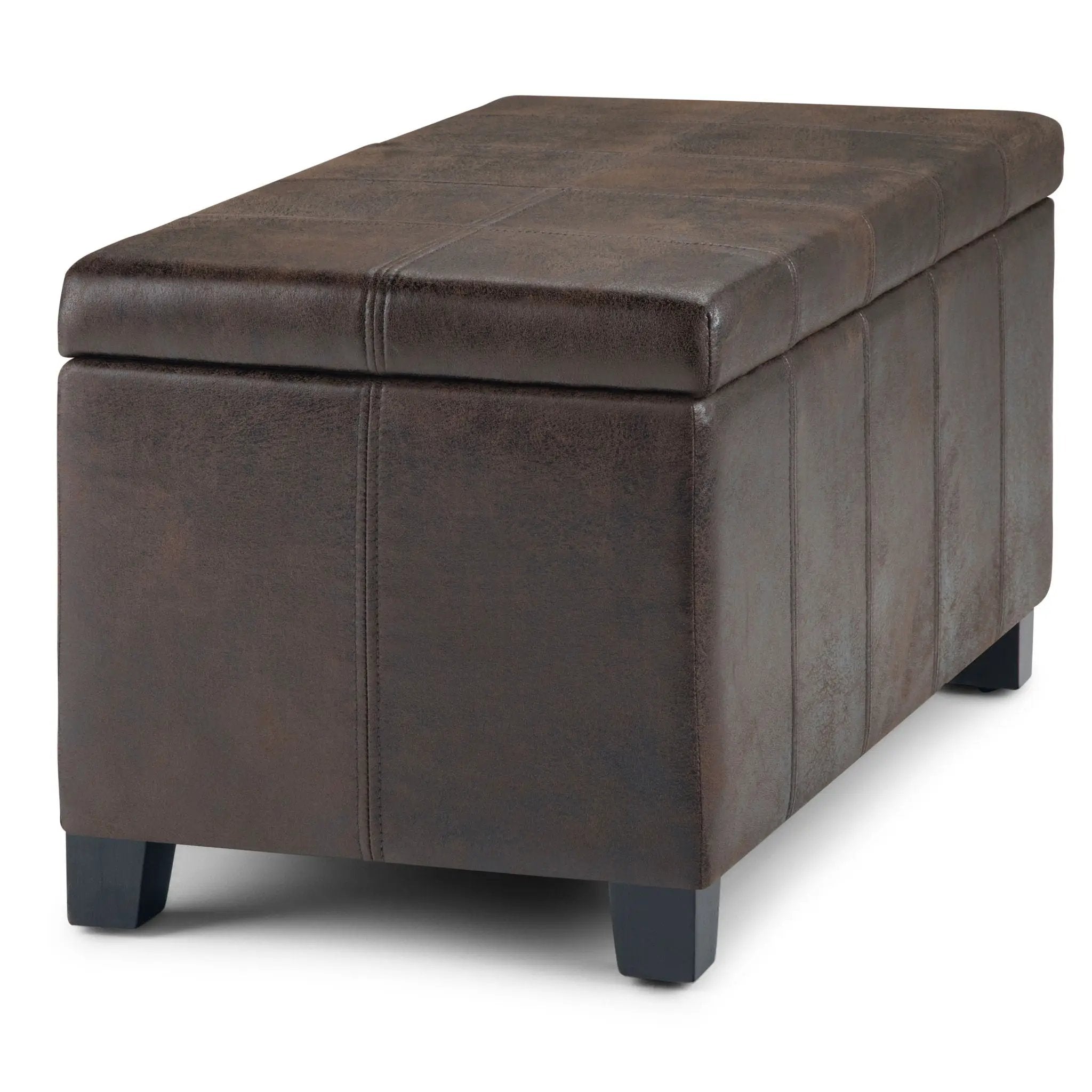 Dover - Storage Ottoman Bench - Distressed Brown by HouseOfZazla