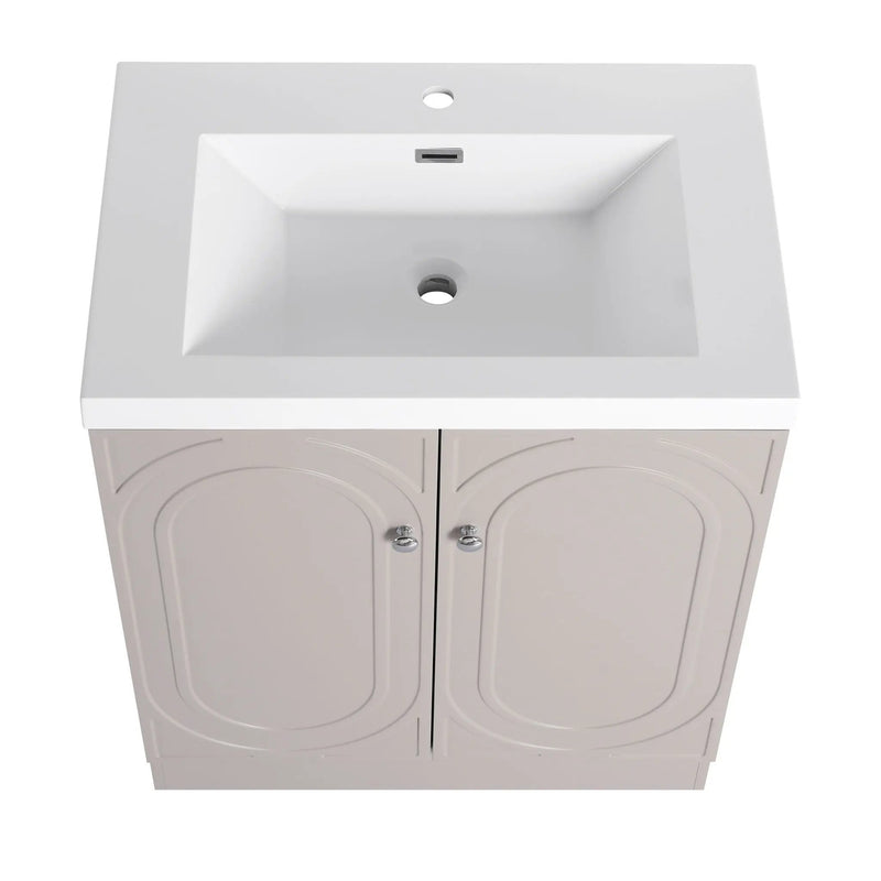 Contemporary Freestanding Bathroom Vanity With Resin Sink & Soft-Close Cabinet Doors by HouseOfZazla