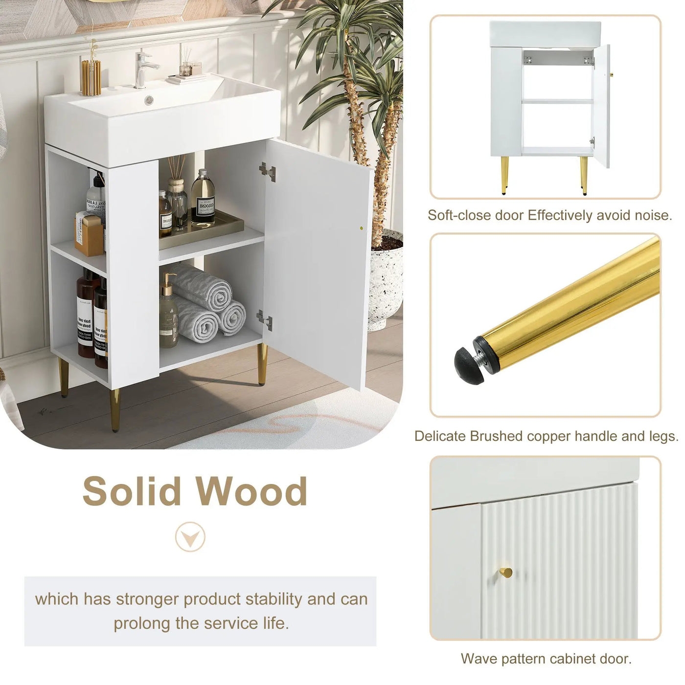 Bathroom Vanity, Combo Cabinet, Bathroom Storage Cabinet, Single Ceramic Sink by Unique Piece Furniture