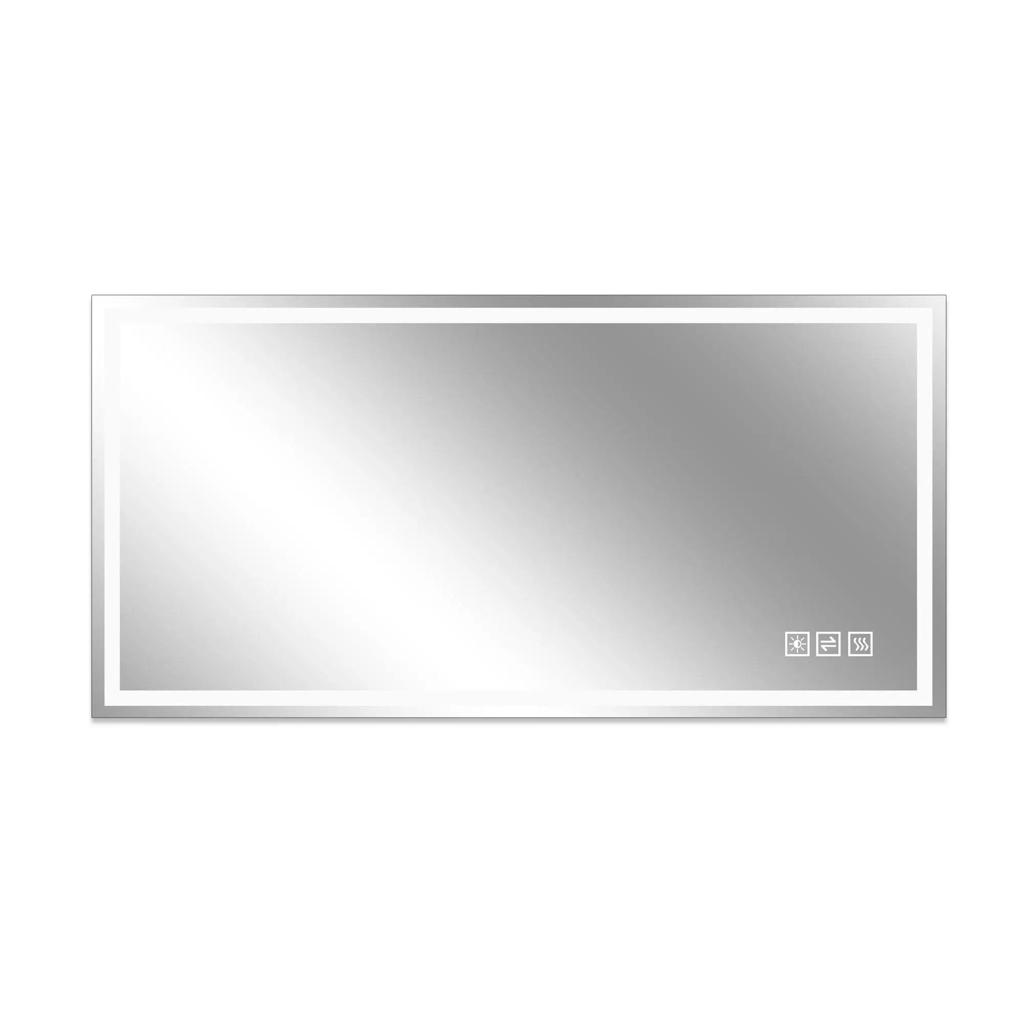 LED Bathroom Vanity Wall Mirror With Straight Edge Design, Frosted Glass Finish, Anti Fog, Dimmable 3 Color Lighting - Silver by HouseOfZazla