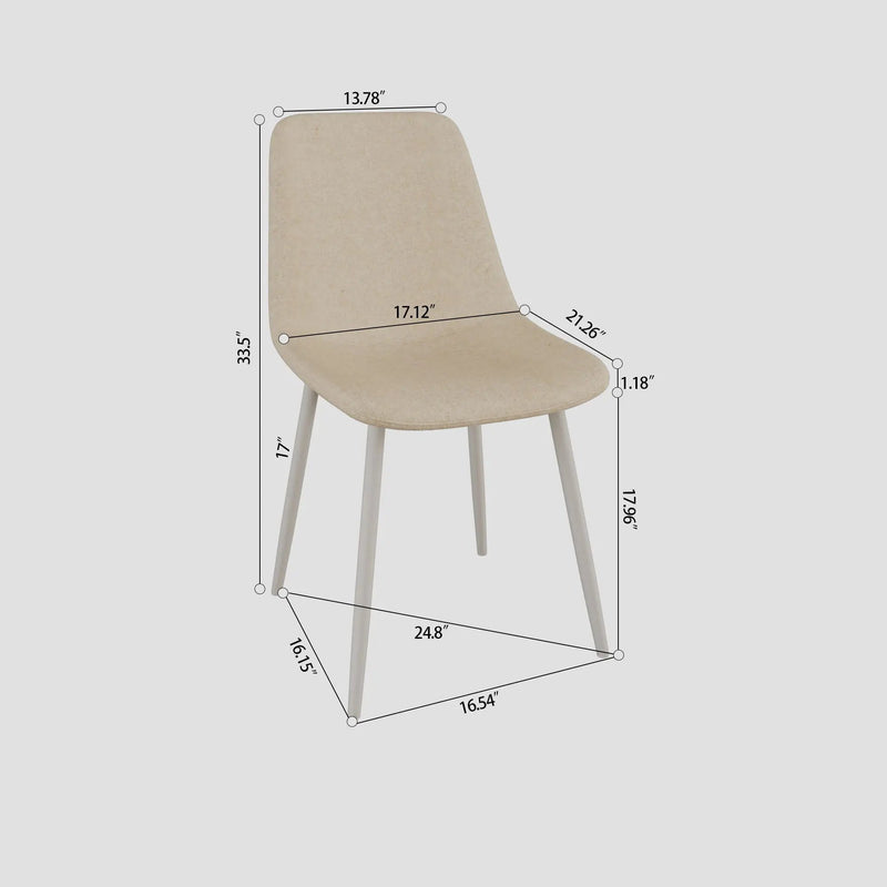Modern Kitchen Dining Chairs (Set of 4) With Linen Padding And Sturdy Metal Legs - Beige by Unique Piece Furniture