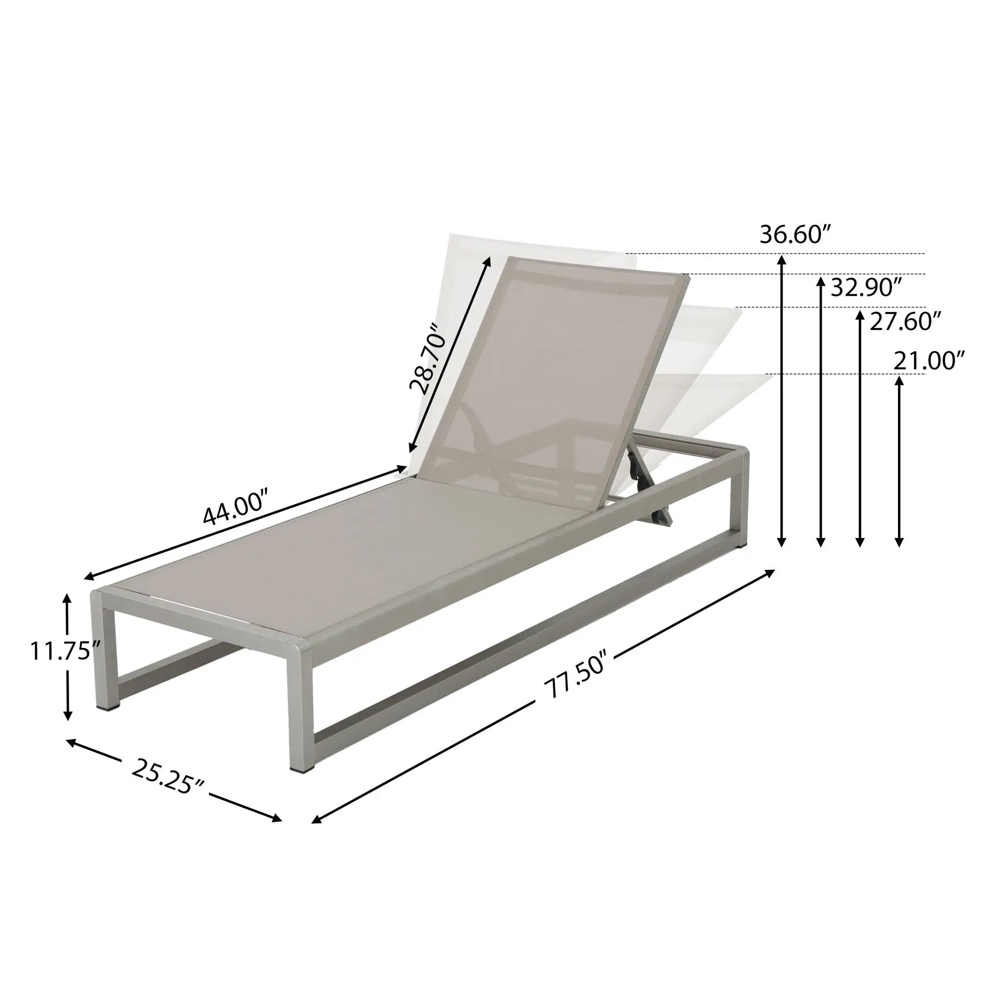 Chaise Lounge With 5 Reclining Positions, Outdoor Patio Lounge Chairs by HouseOfZazla
