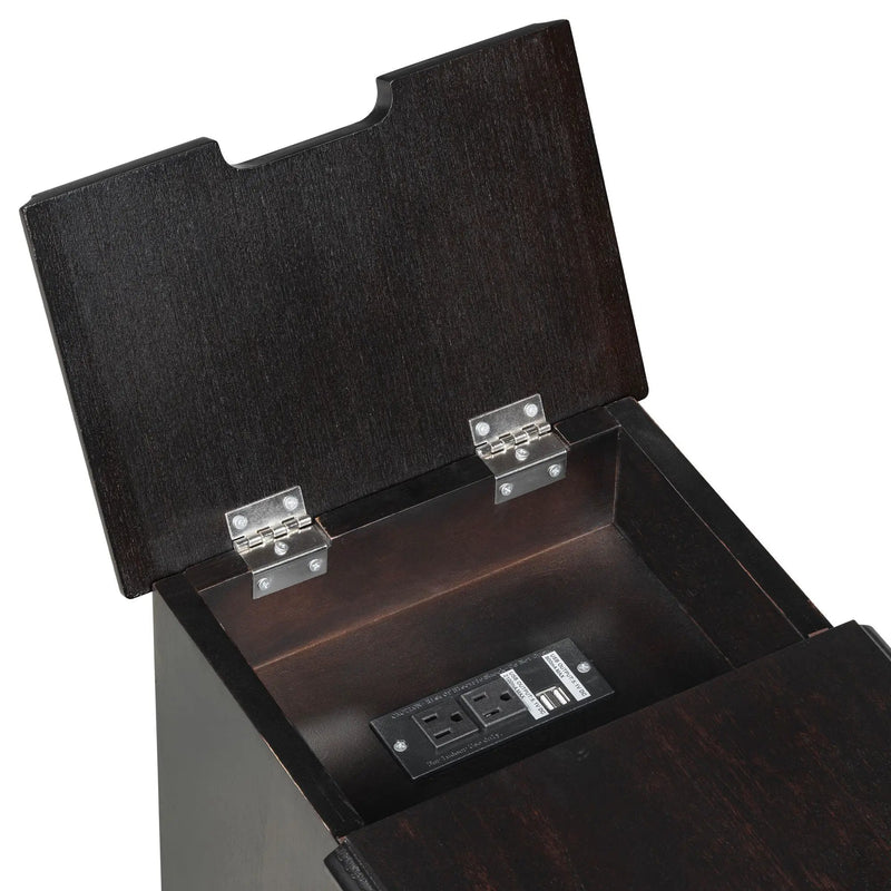 Vintage Flip Top Side Table With USB Ports by HouseOfZazla