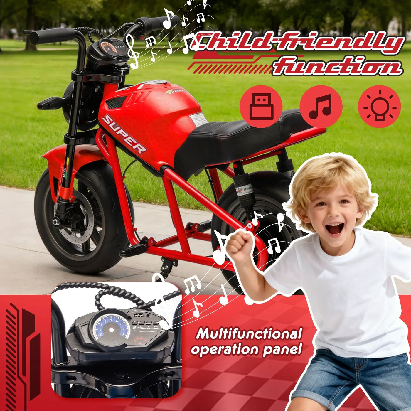 24V300W Kids Ride On XL Electric Toy Muscle Motorcycle by HouseOfZazla