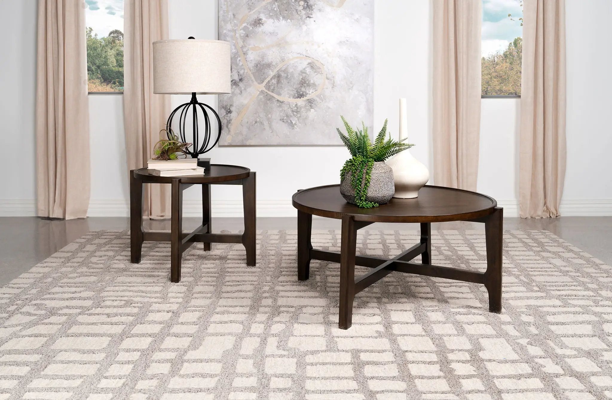 Cota 2-piece Solid Wood Coffee and End Table Set Dark Brown by Unique Piece Furniture