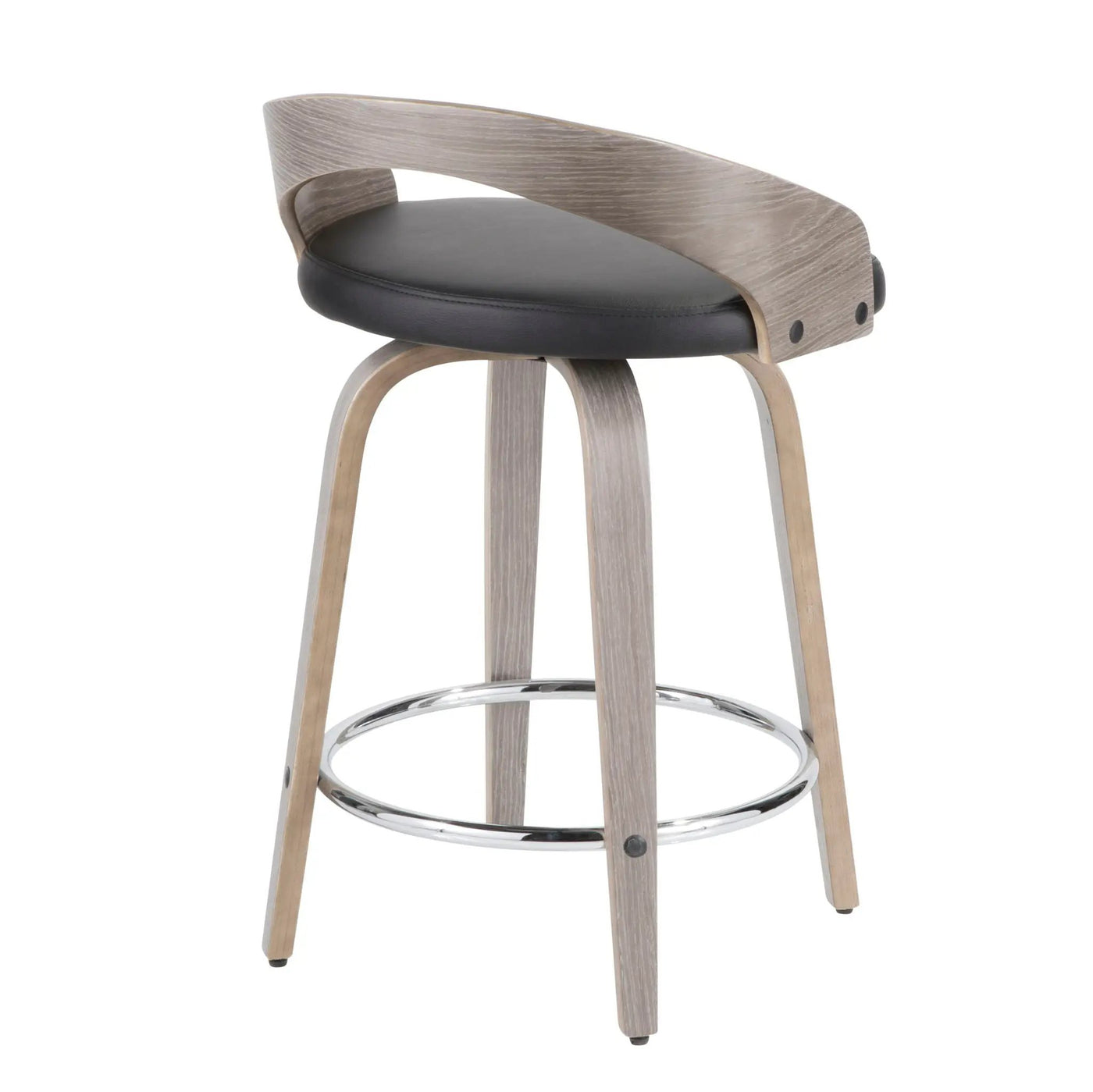 Grotto - Contemporary Fixed Height Counter Stool & Swivel With Round Footrest (Set of 2) by HouseOfZazla