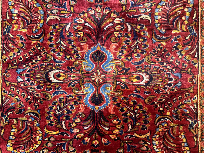 Persian Lilihan Rug 5x6, Red, Floral, Antique Persian Carpet by Jewel Rugs