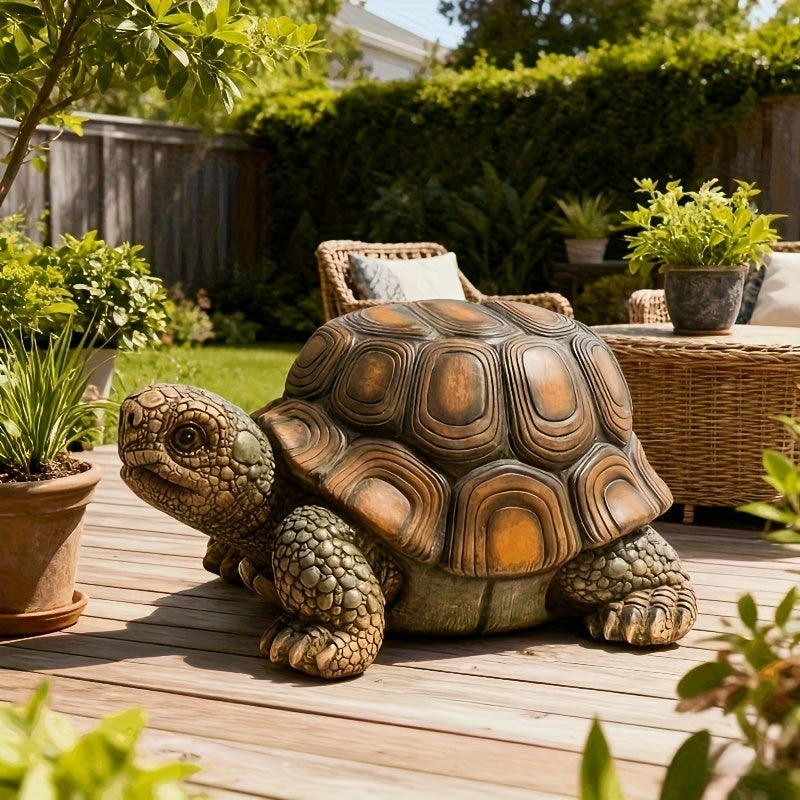 18" Garden Turtle Statue Stool - Multi-Purpose Decorative Resin Sculpture by HouseOfZazla