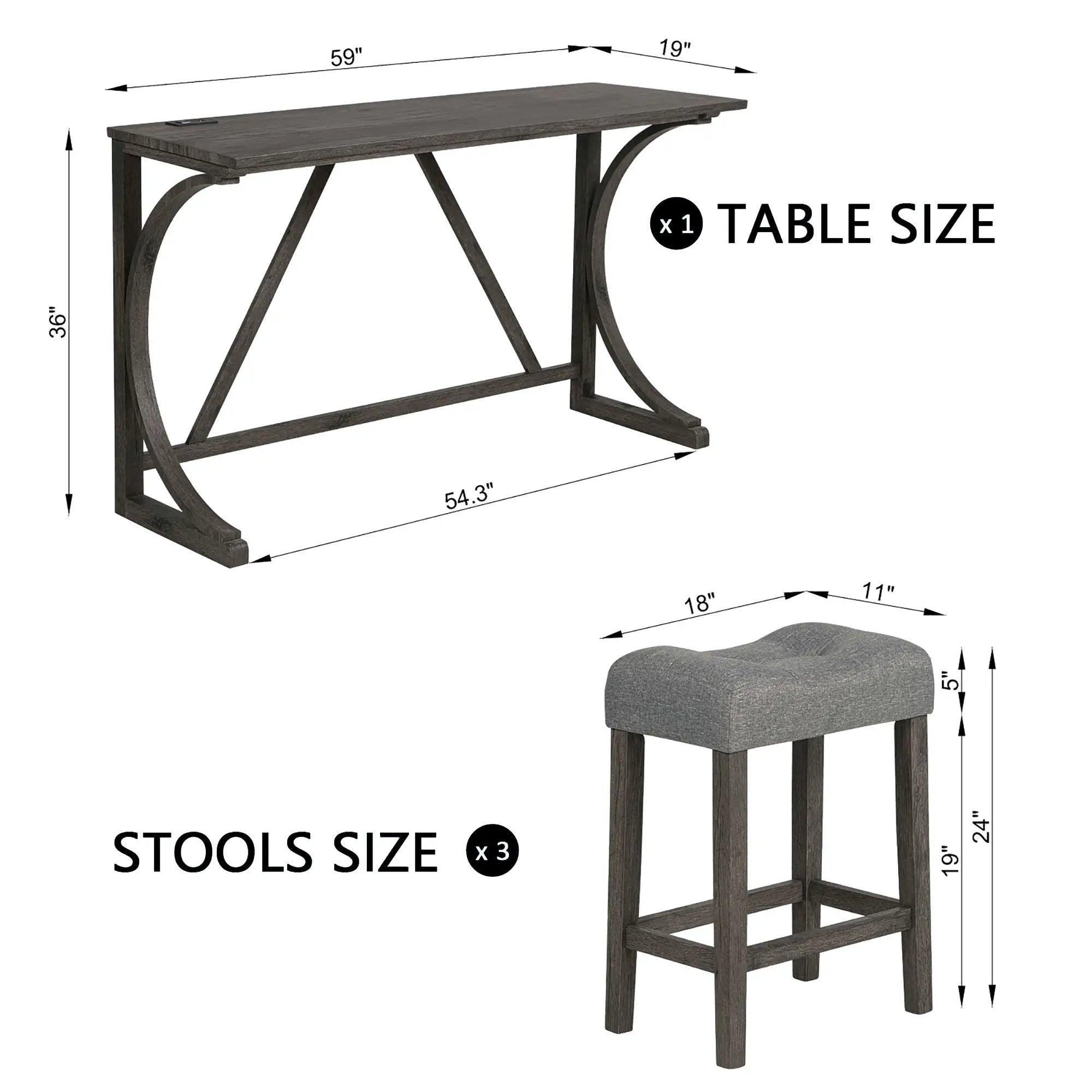 Bar Table Set With 3 Padded Stools by Unique Piece Furniture