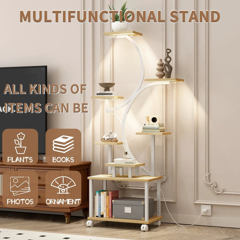 Indoor Plant Stand with Grow Lights - 62" Tall, 8 Tiered Shelf by HouseOfZazla