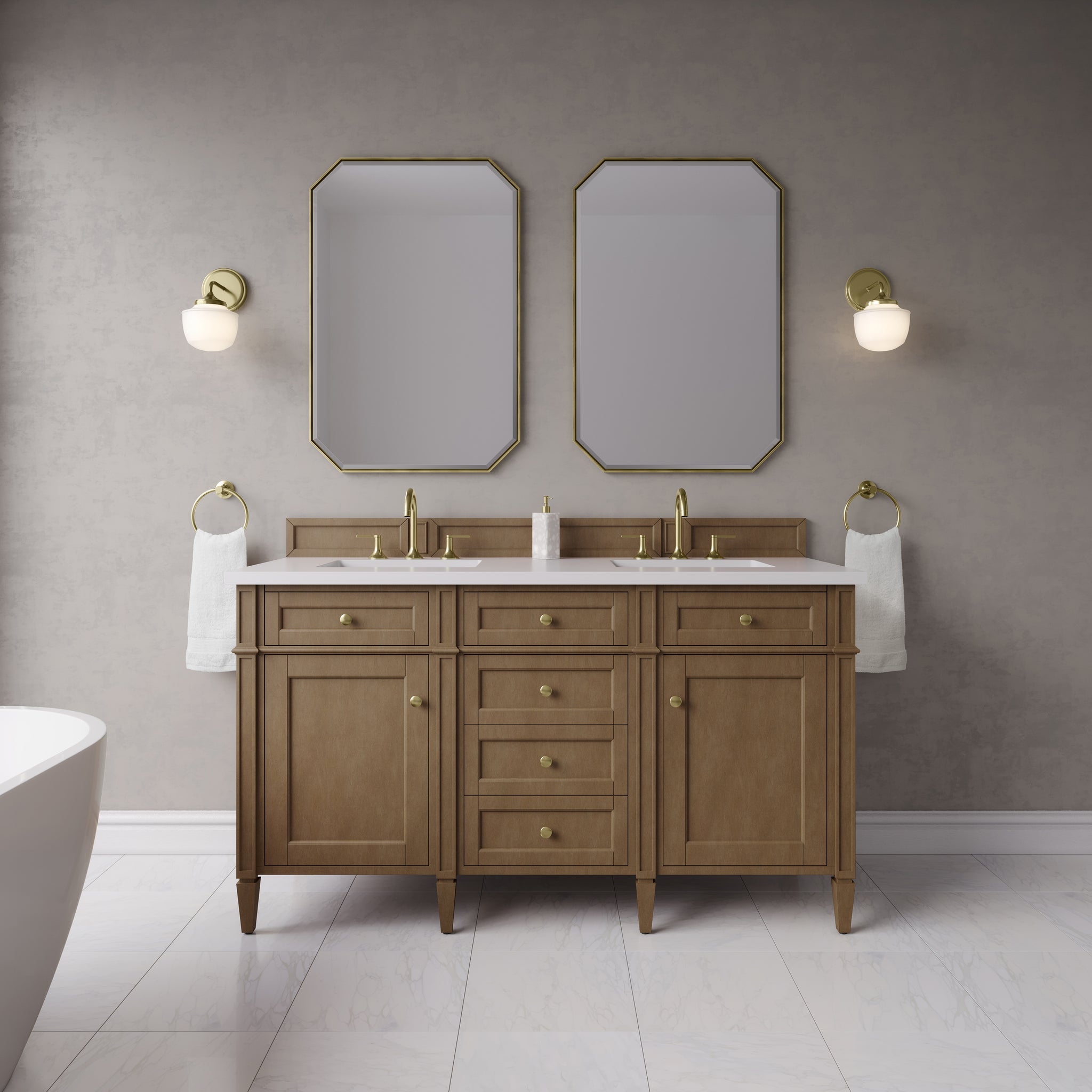 James Martin Brittany 60" Double Bathroom Vanity, Pecan, view 33