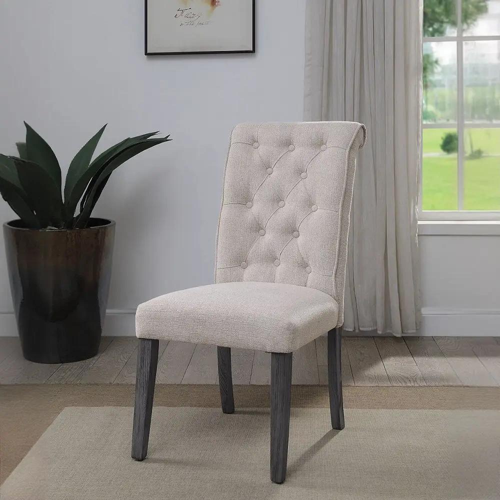 Yabeina - Side Chair (Set of 2) - Beige Linen & Gray by Unique Piece Furniture