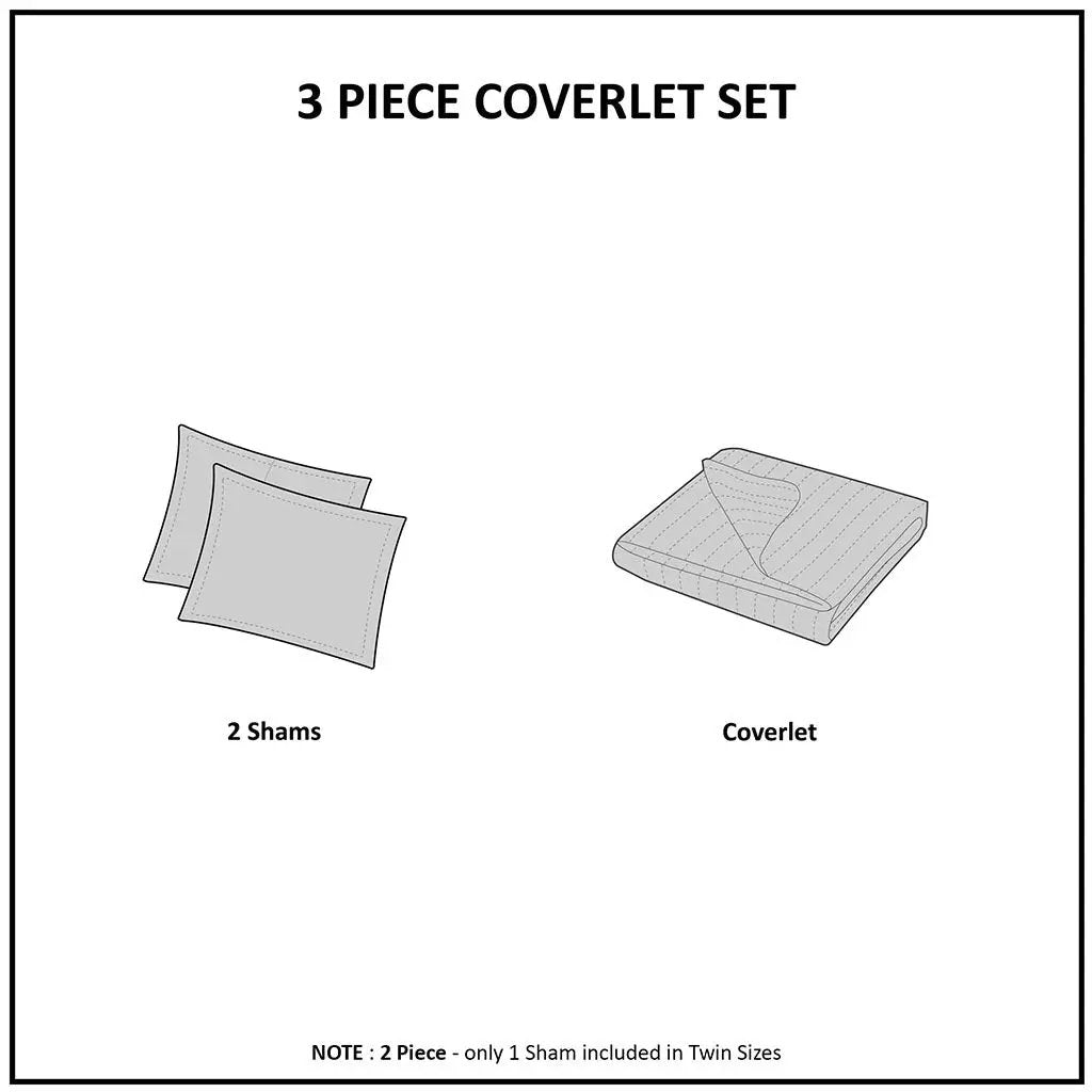 3 Piece Reversible Scalloped Edge Quilt Set White King/Cal King by HouseOfZazla