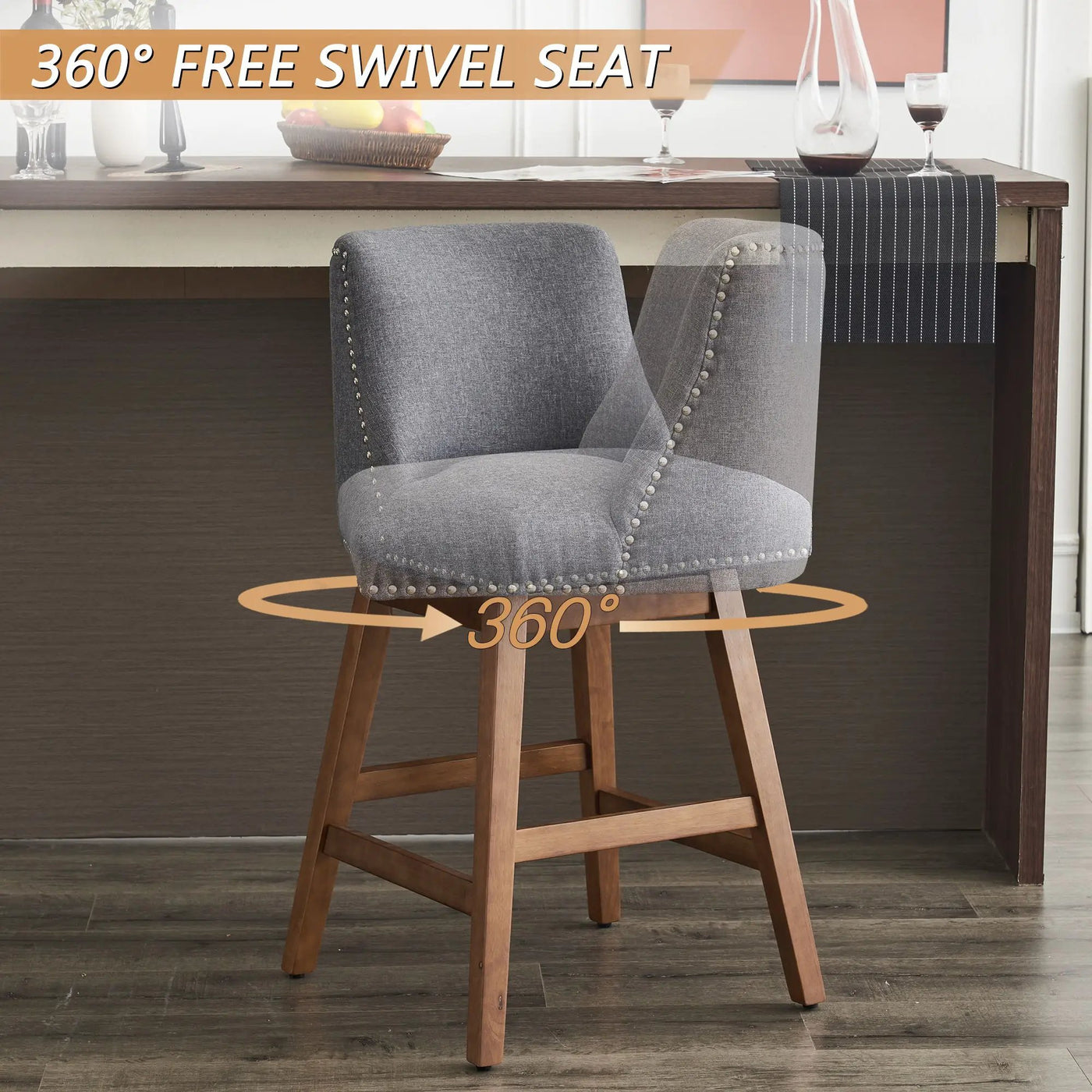Upholstered Swivel Bar Stool by Unique Piece Furniture